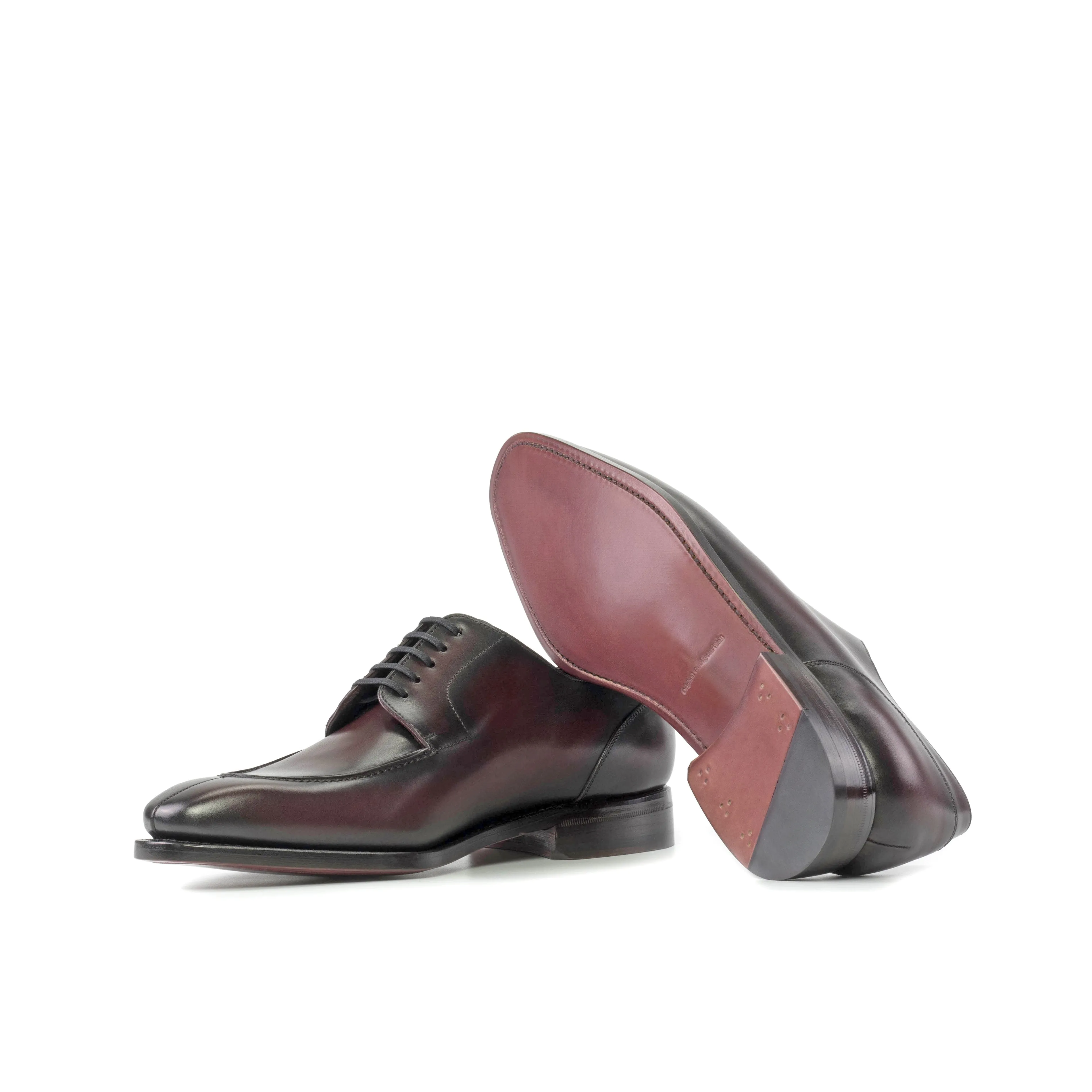 Burgundy Box Calf Leather Split Toe Derby Anti Slide Extra Height
