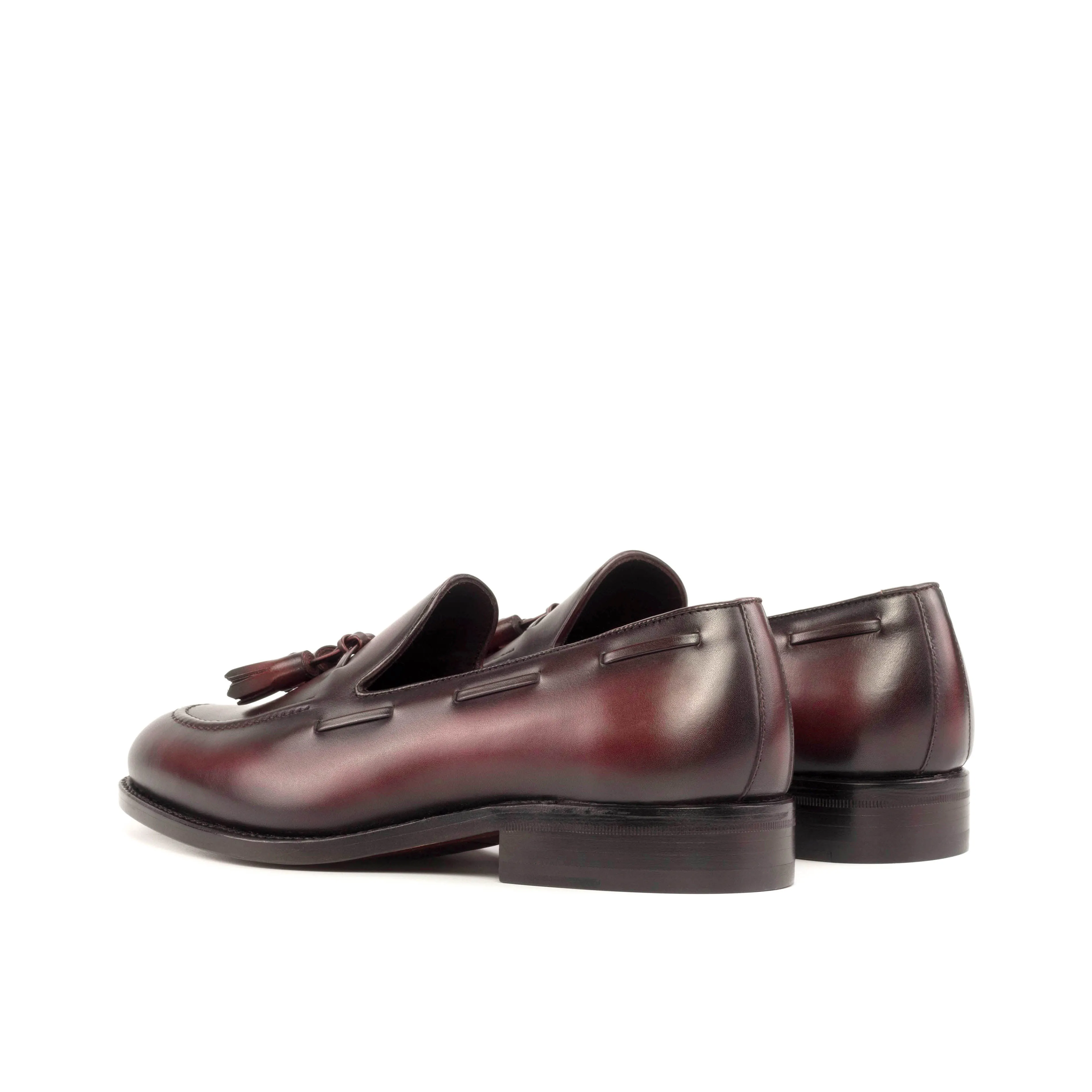Burgundy Calf Leather Tassel Loafers Day Wear fire night art show