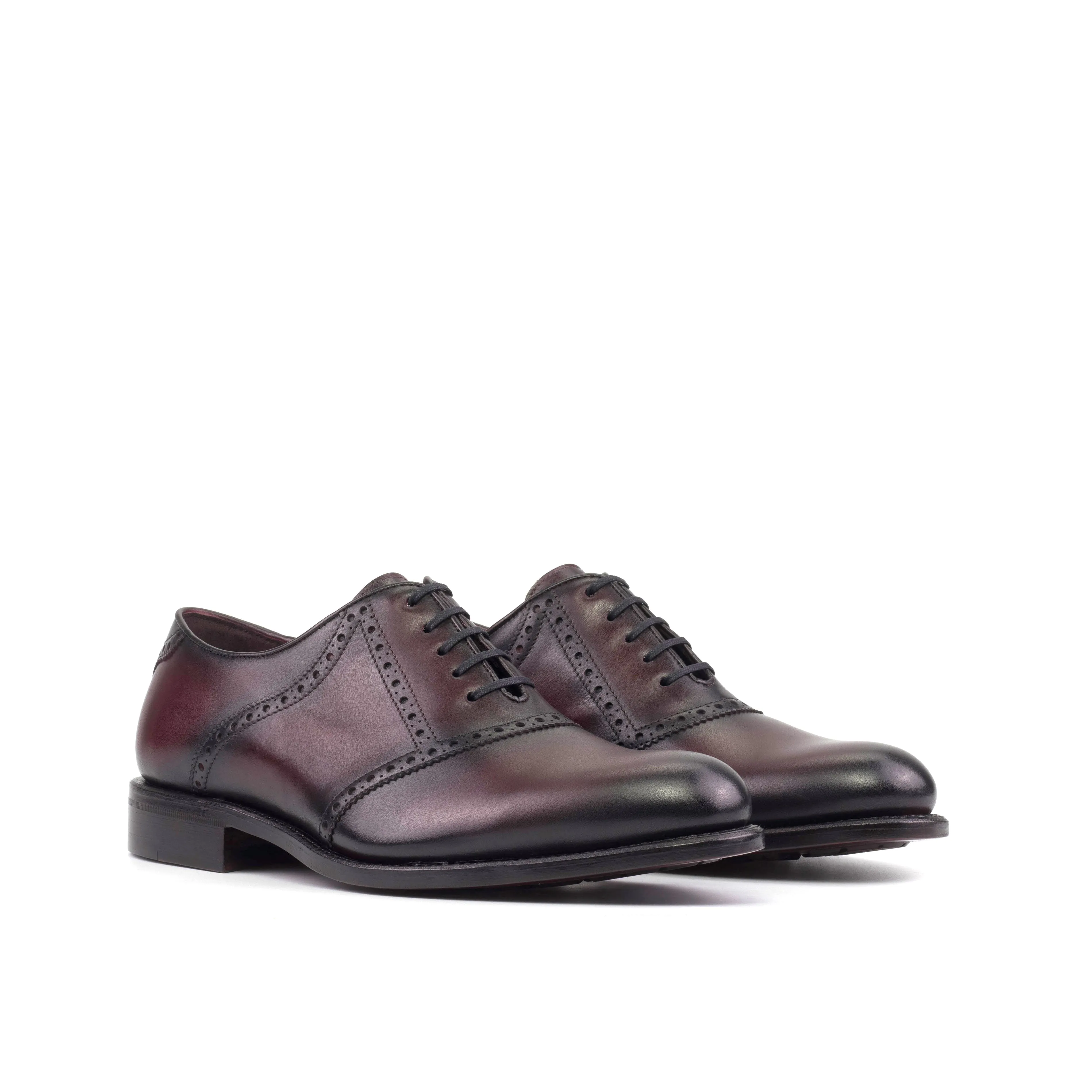 Burgundy Calf Saddle Shoes Modern Look Modern Office