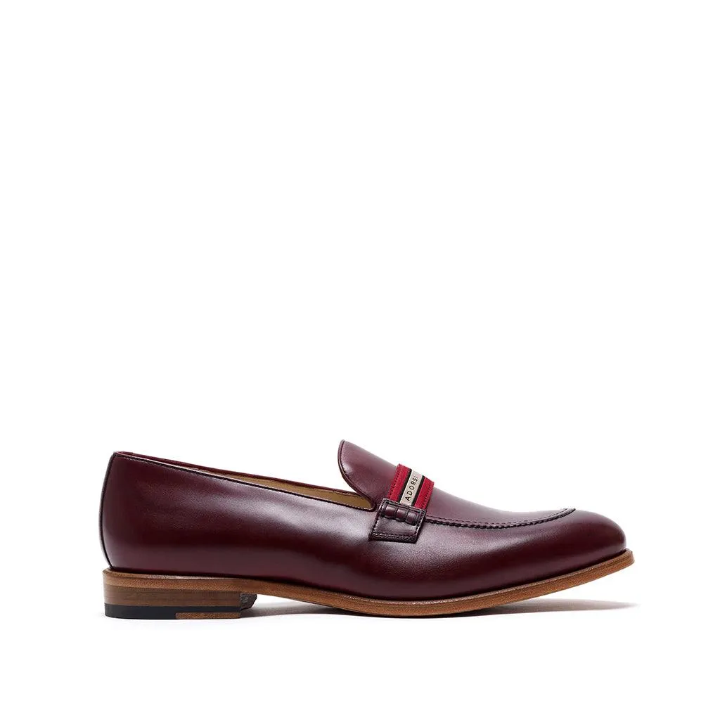 Burgundy Calf Web Stripe Loafer Affordable Luxury True Walk