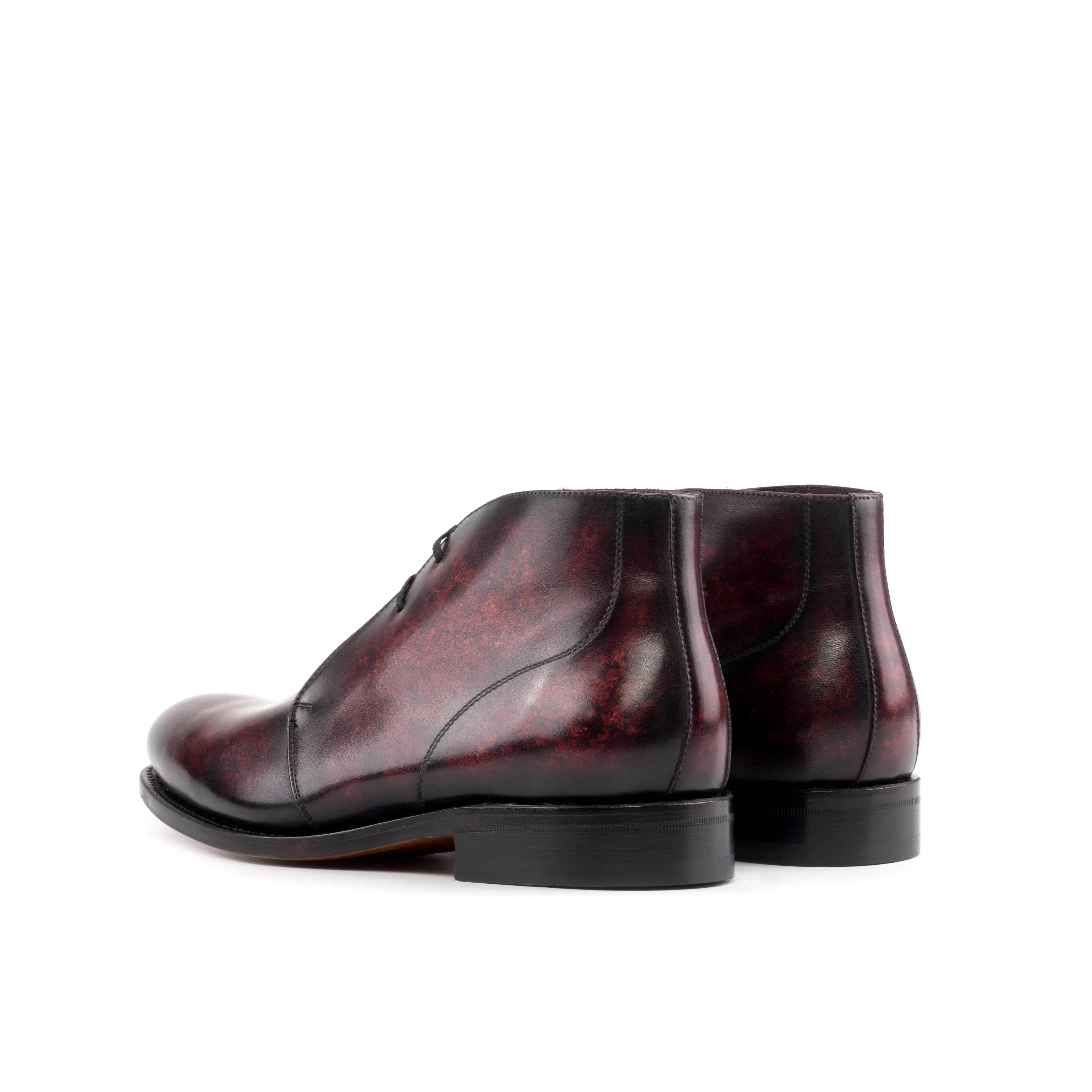 Theatre Premiere Stable Footing Burgundy Marble Patina Leather Chukka Boots