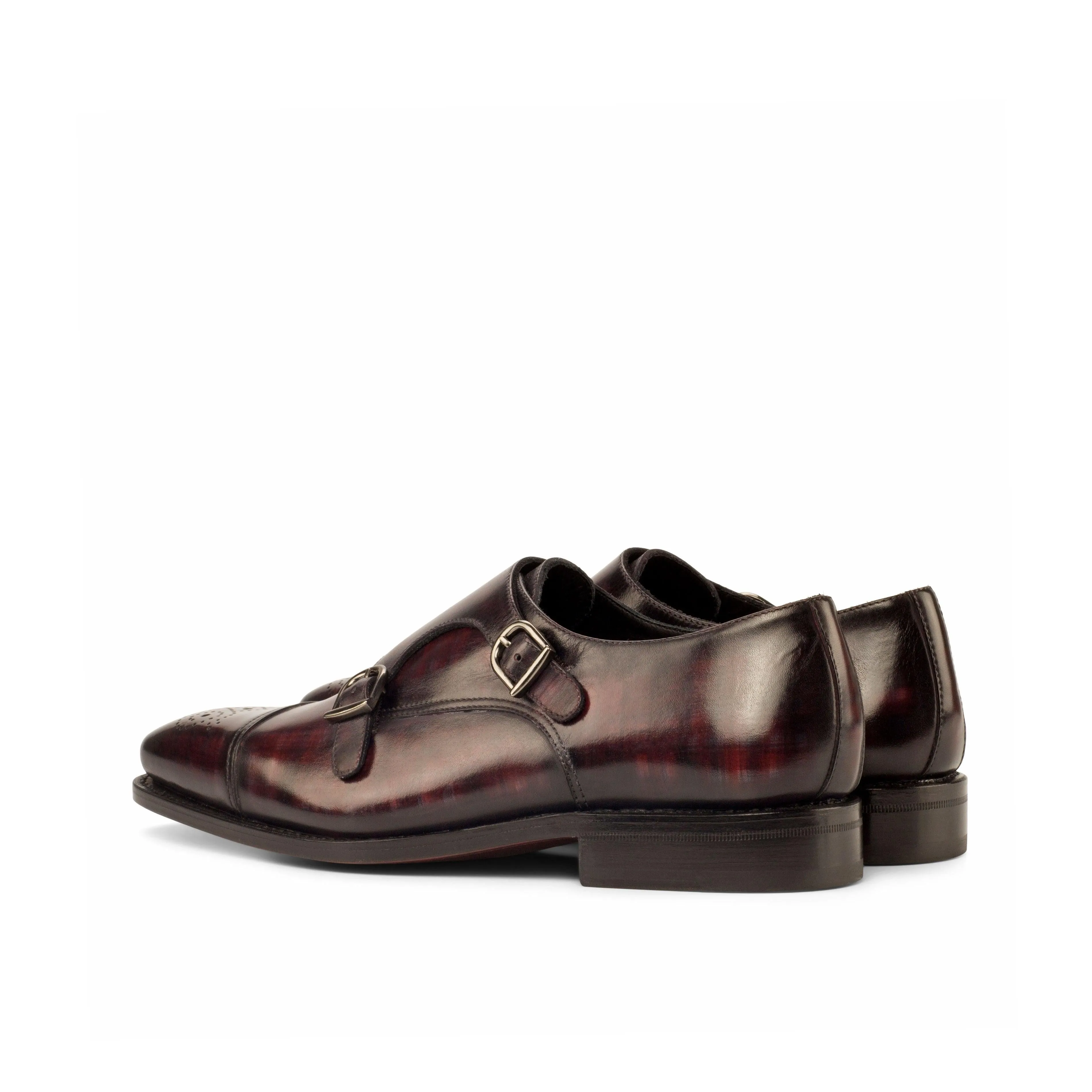 Burgundy Papiro Patina Leather Double Monk Timeless Quality