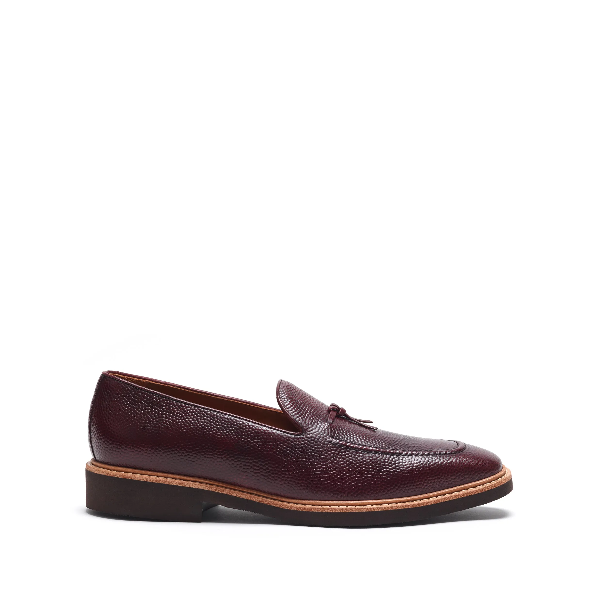 Trendy Comfort Burgundy Pebble Grain Belgian Loafer