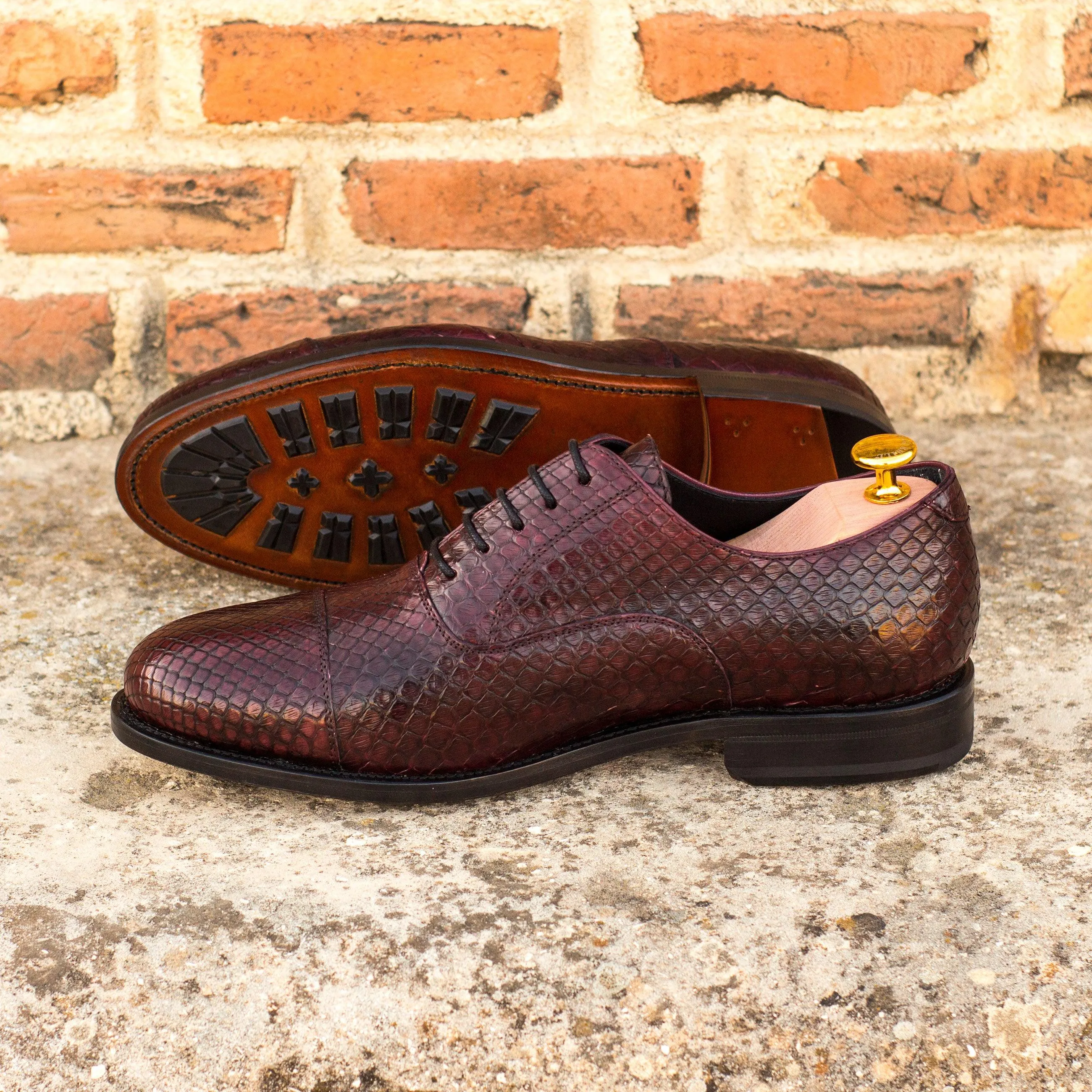 Smart Look American Edge Burgundy Python Oxford Shoes
