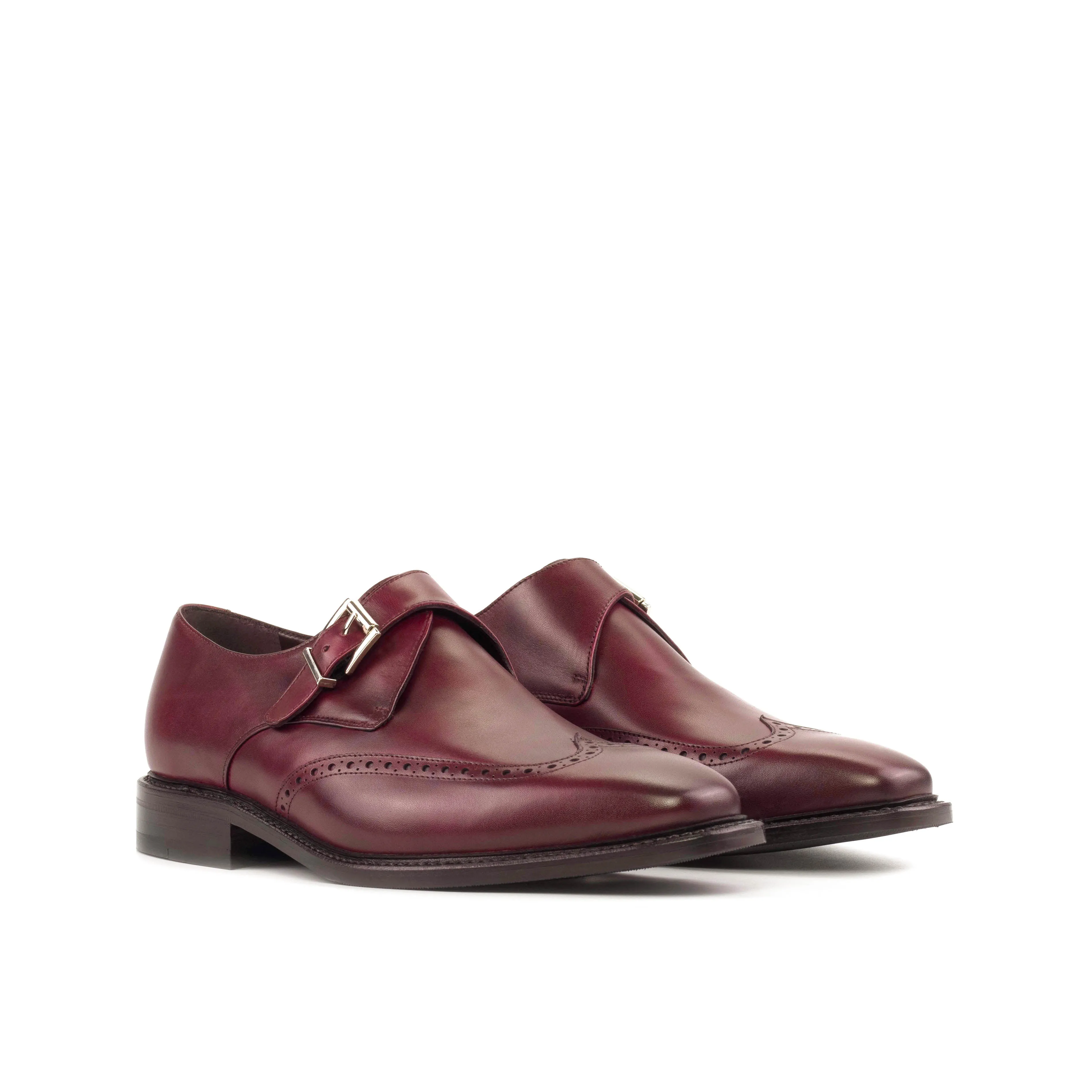 Show Fit Burgundy Single Monk Strap Shoes