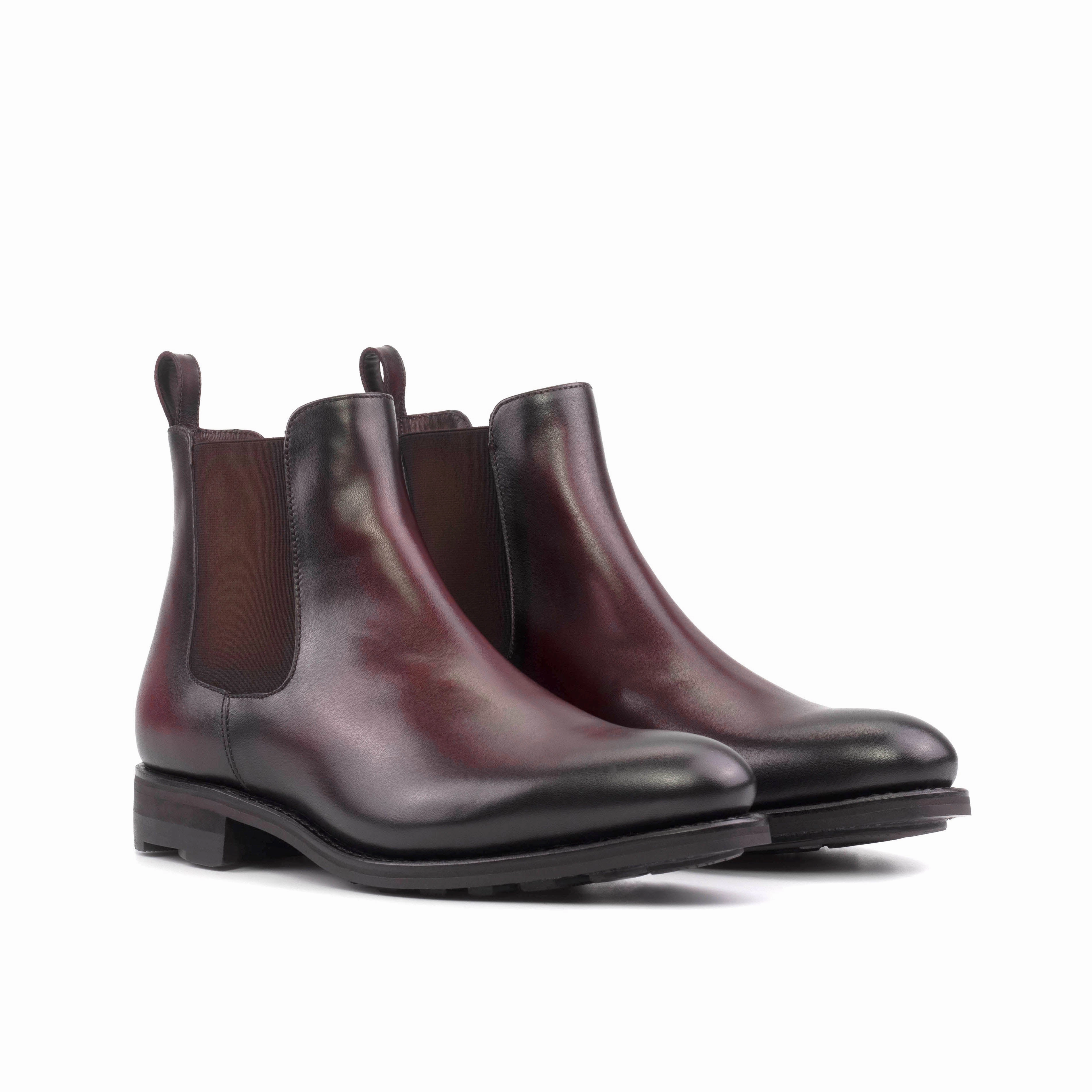 Burgundy Calf Leather Chelsea Boots Indoor Use microfiber