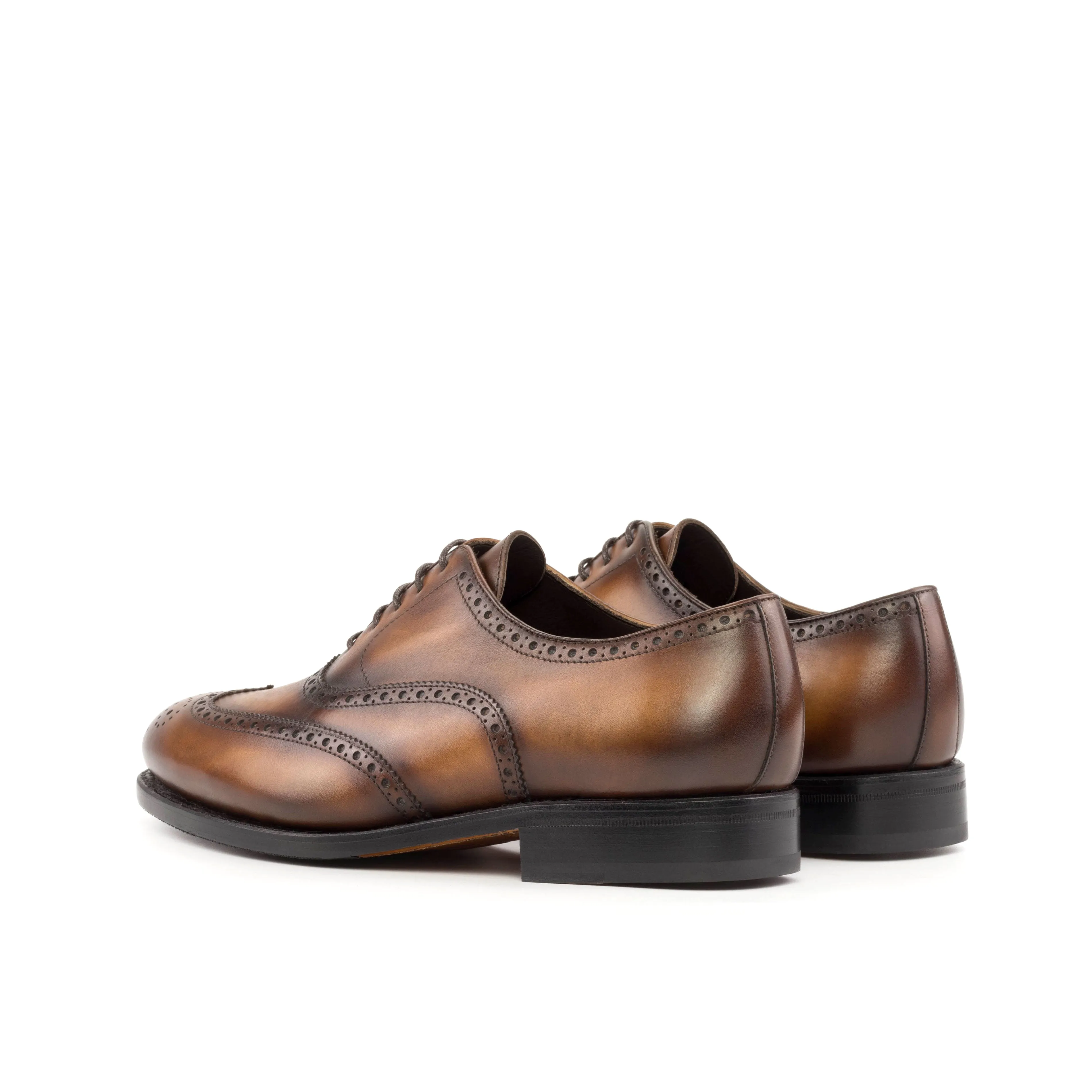 Burnished Medium Brown Calf Leather Brogue Shoes Even Shade