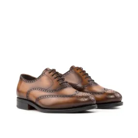 Burnished Medium Brown Calf Leather Brogue Shoes Gentle Wear