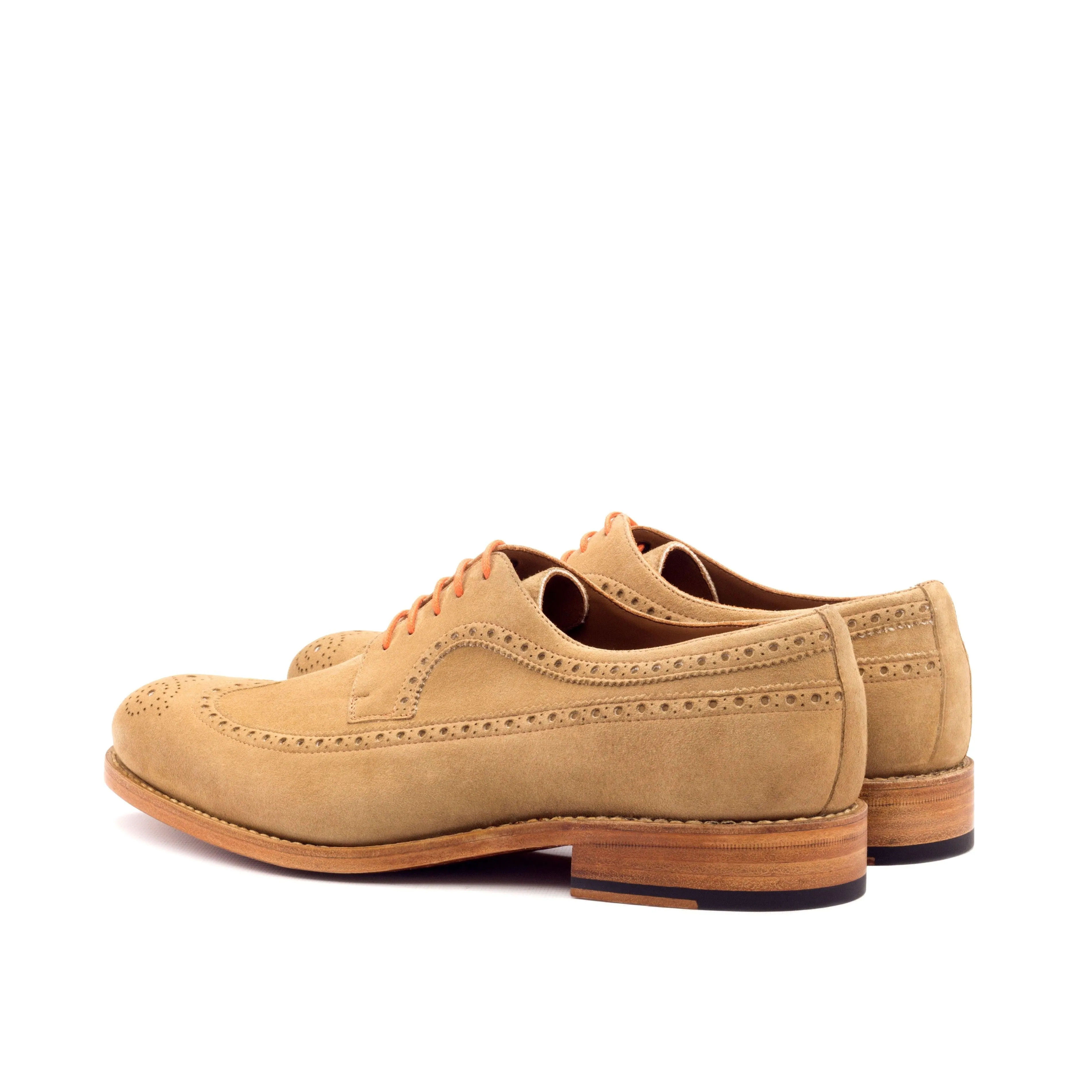Handcrafted Camel Suede Longwing Blucher