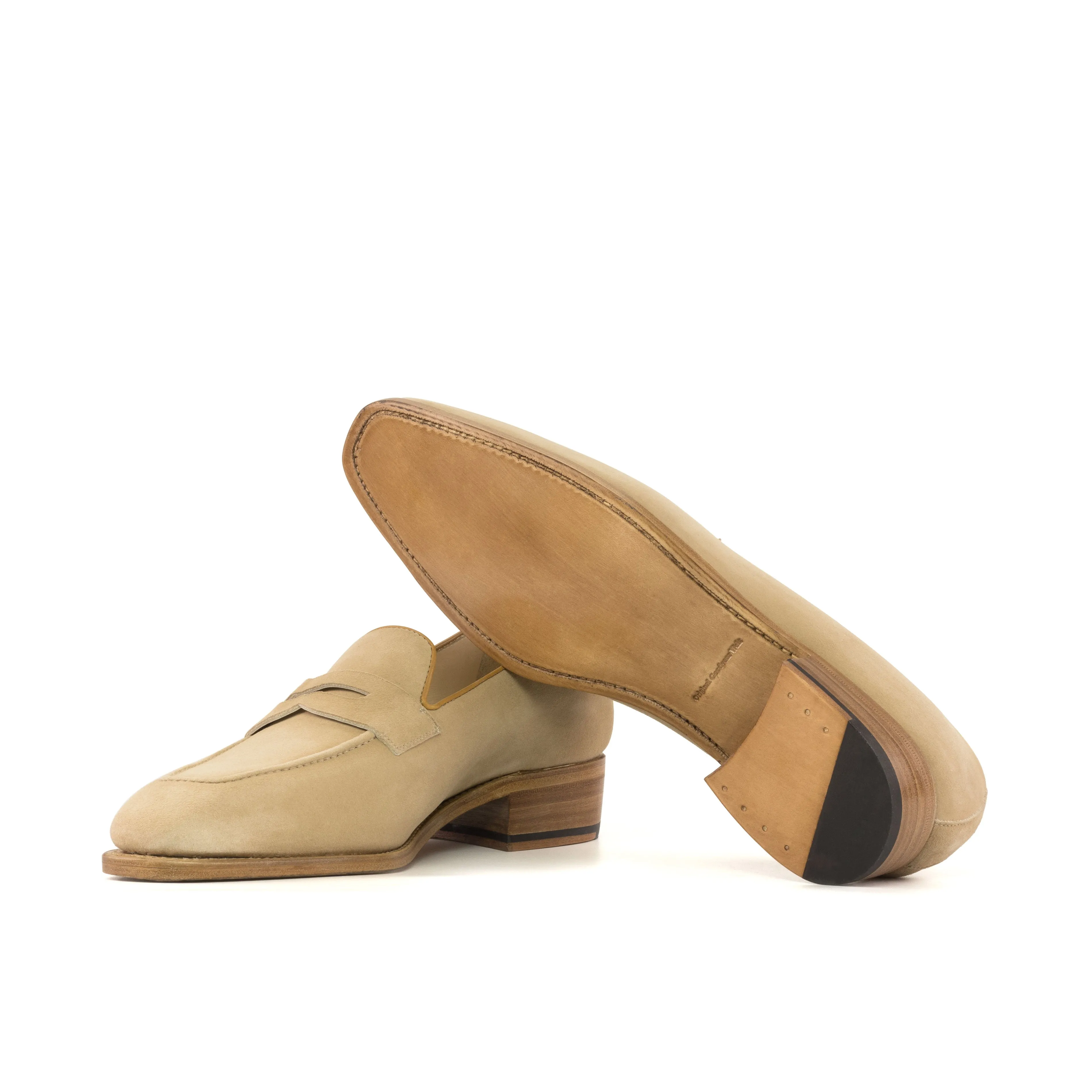 Versatile Look Quiet Park Camel Suede Penny Loafers