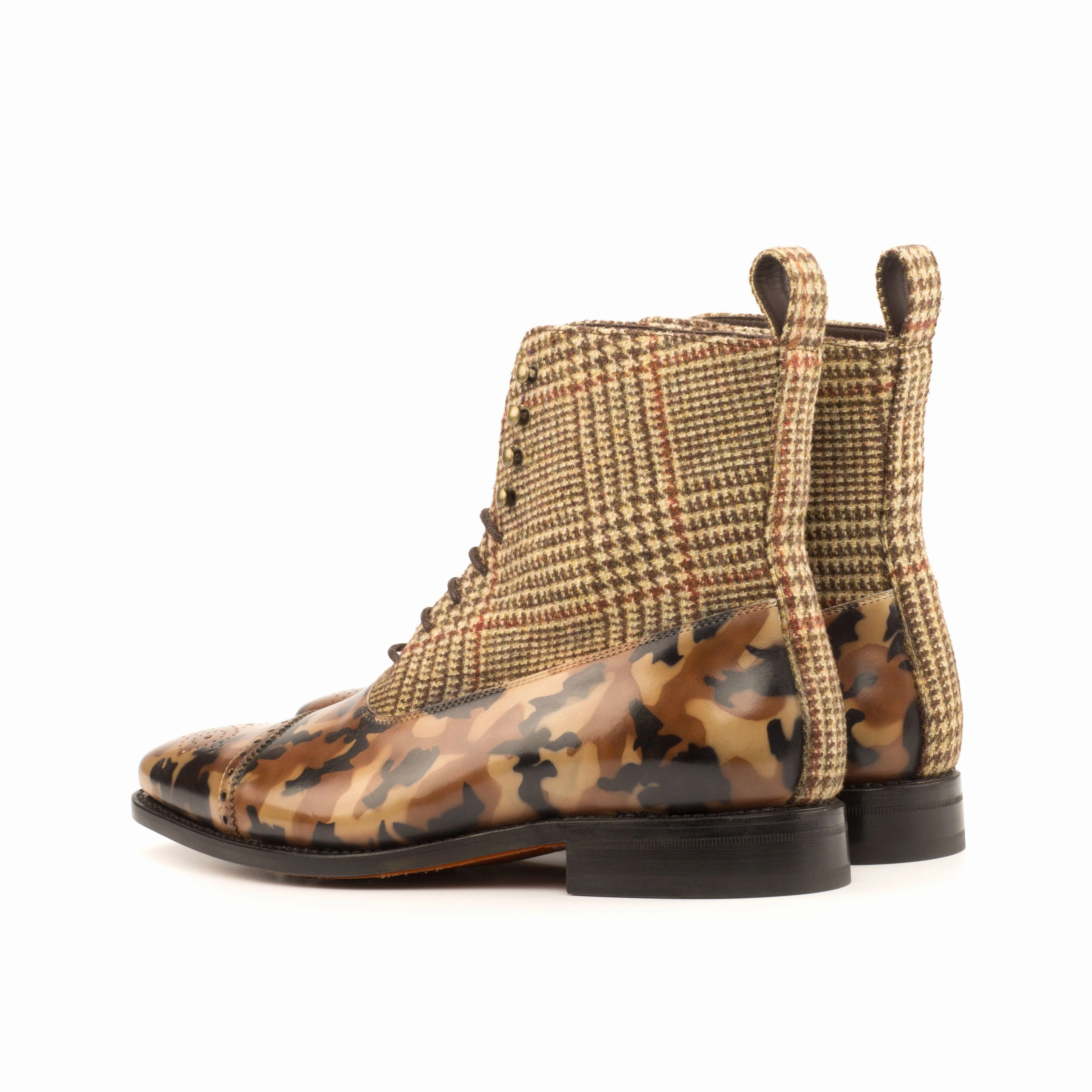 Athletic Wear Lace Up Design Camo Patina & Tweed Balmoral Boots