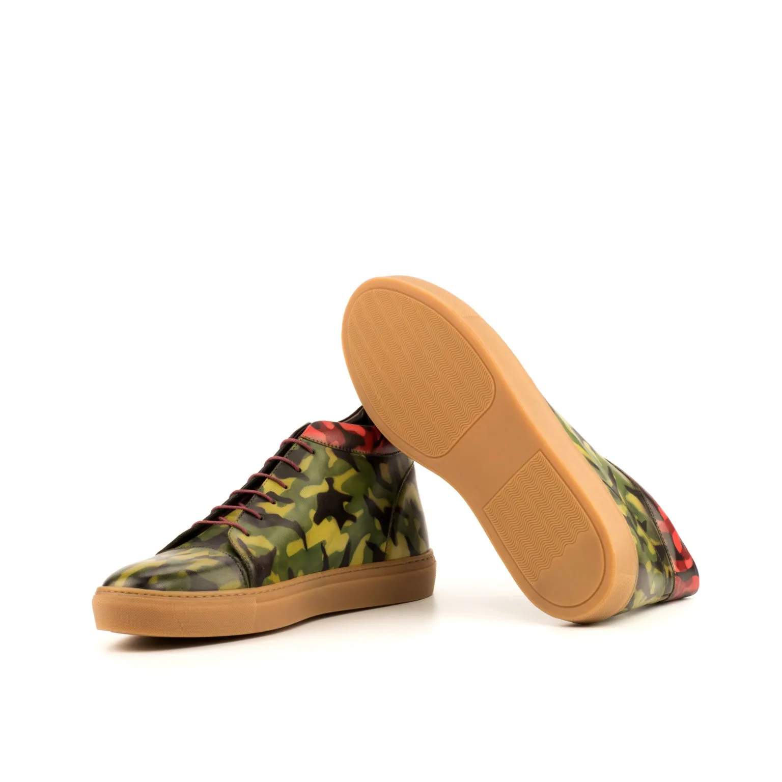 Weekend Vibe Slip On Elastic Gusset Camouflage Patina Leather High-Top Sneakers