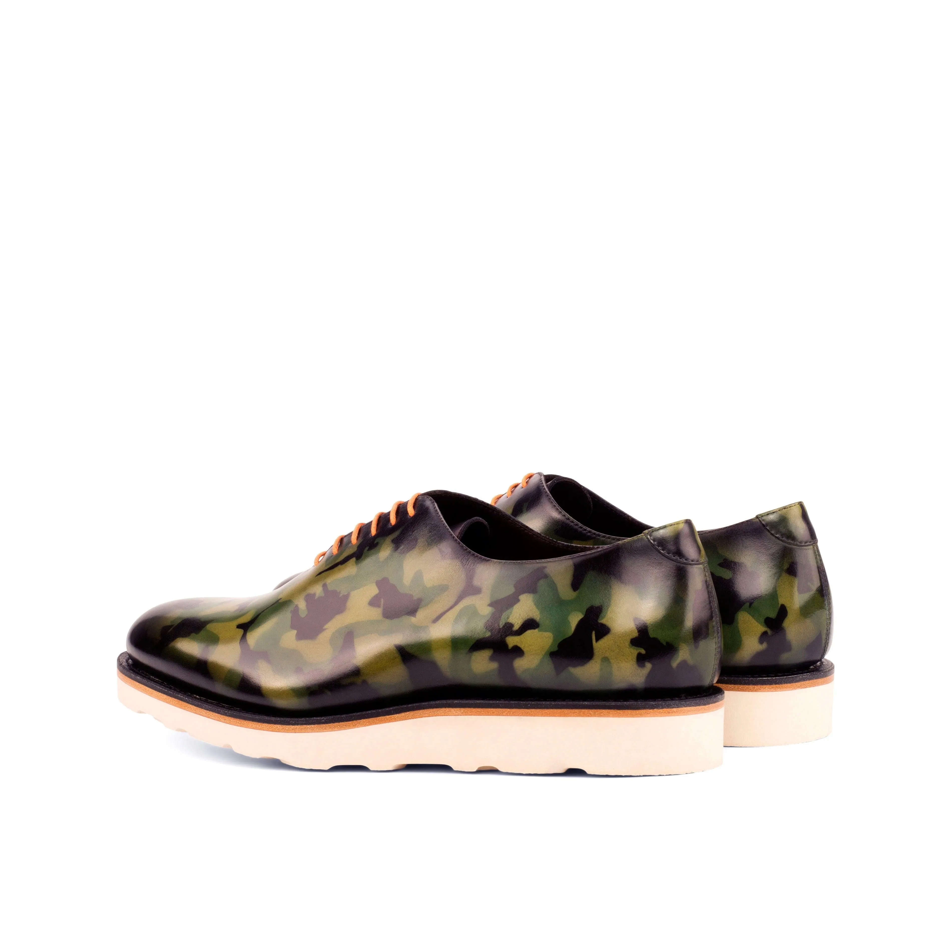 Camouflage Patina Leather Wholecut Shoes Top Fit Tidy Finish