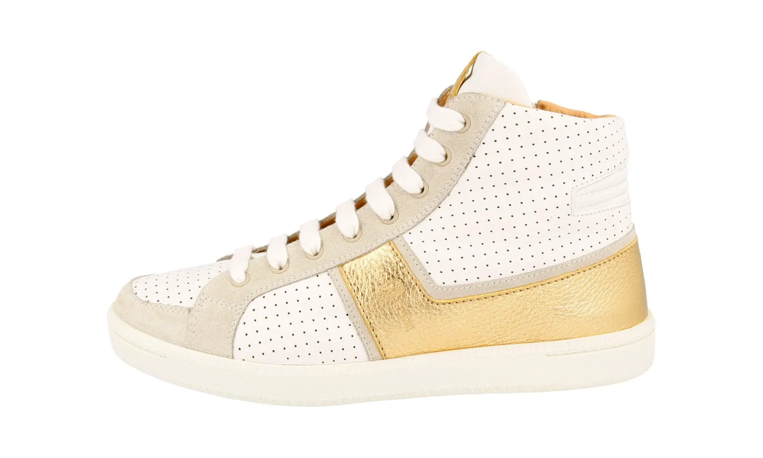 Car Shoe by Prada Women's White Leather Sneaker KDT46K Active