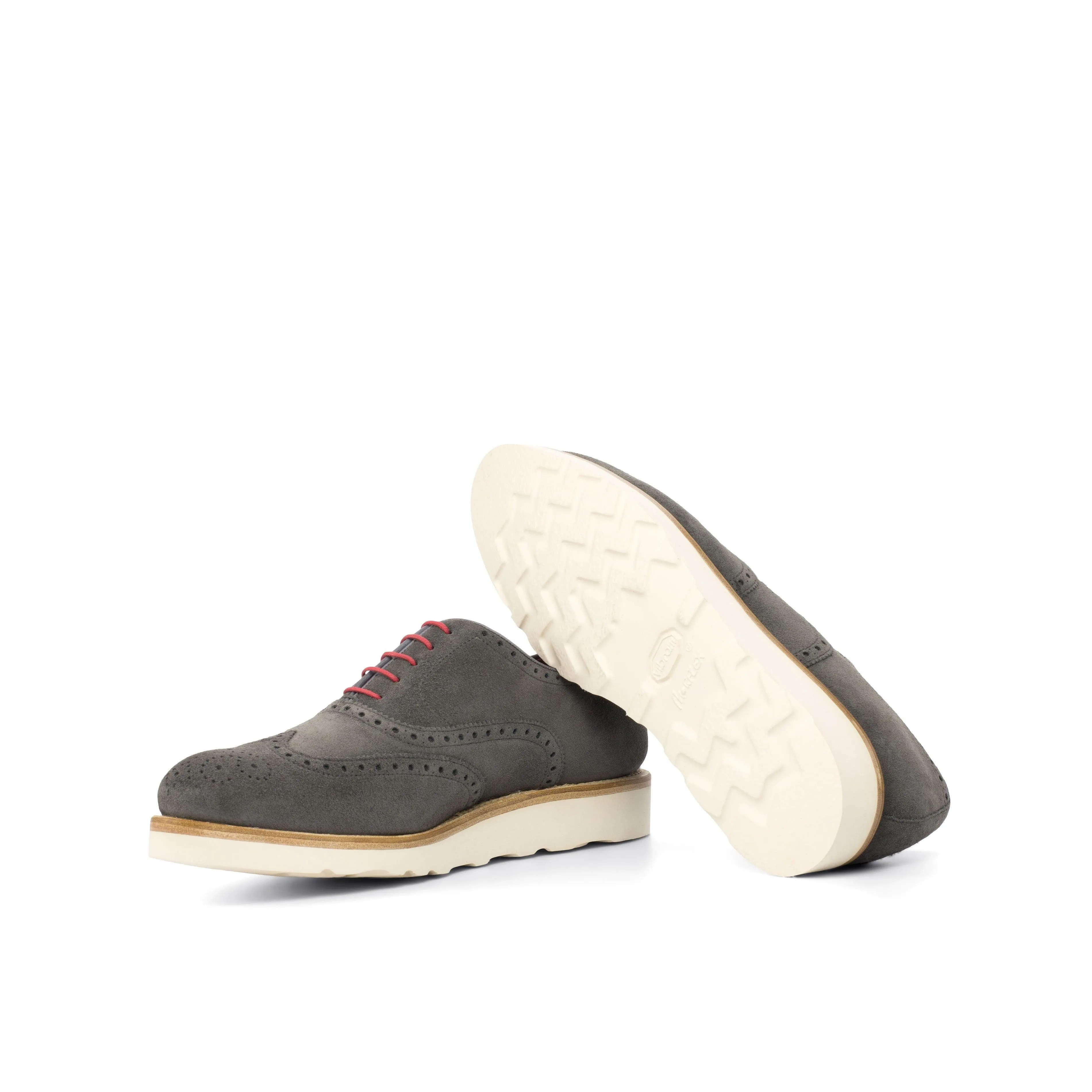 Sharp Fit Timeless Footwear Casual Brogue Shoes Grey Suede