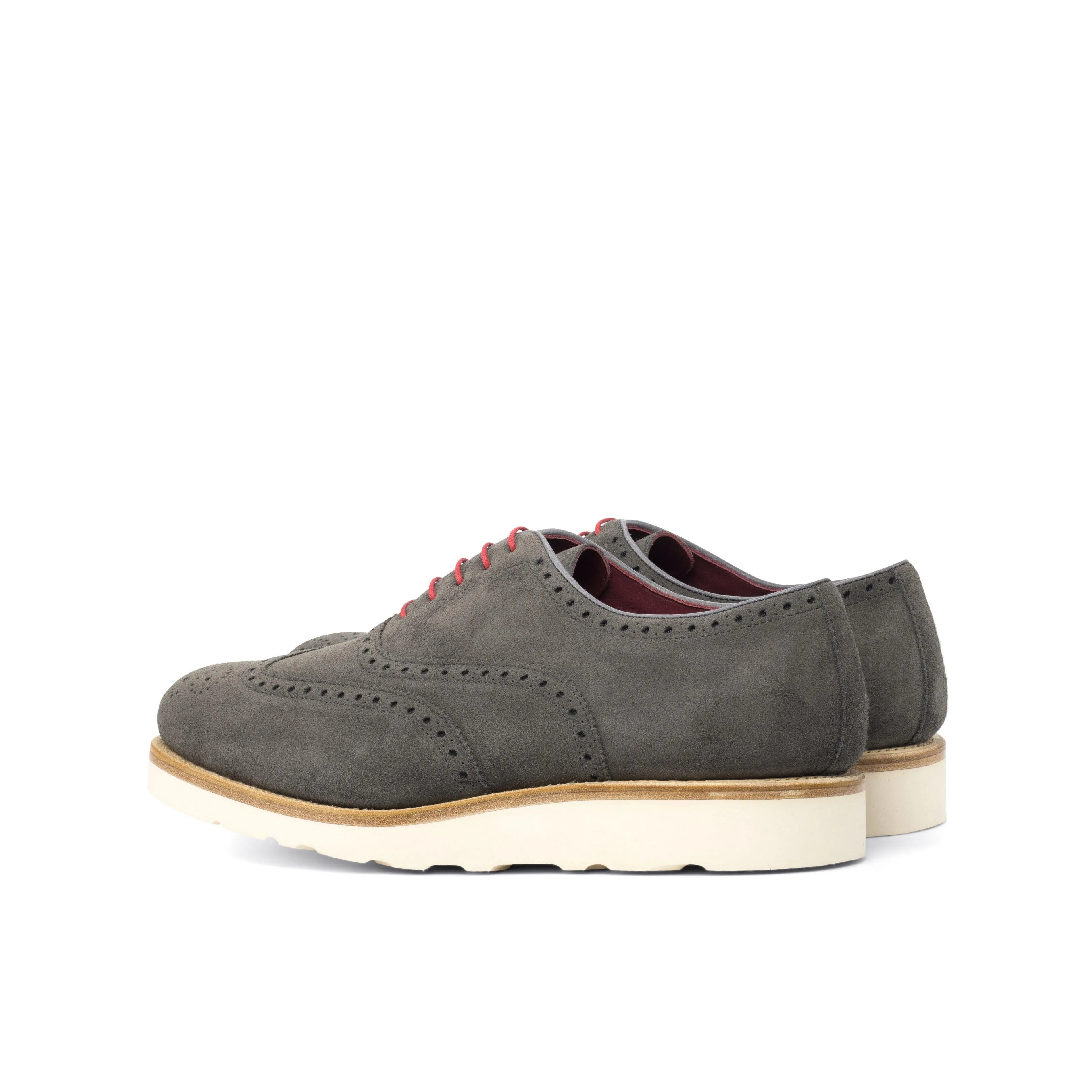 Casual Brogue Shoes Grey Suede Clean Edges True Craft