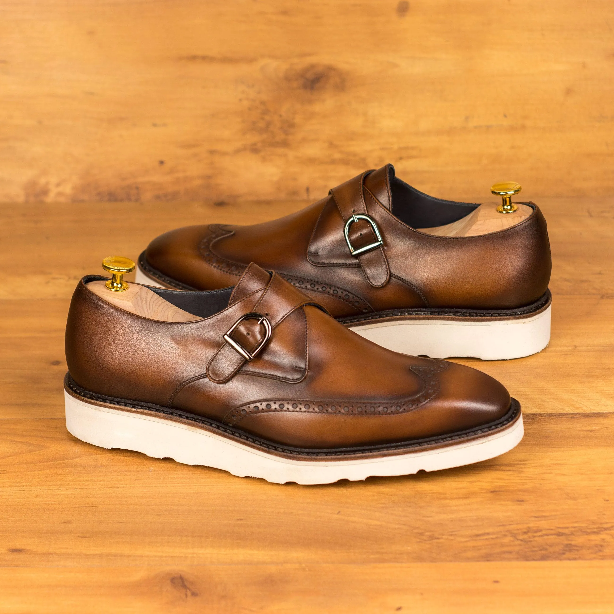 Casual Burnished Brown Single Monk Shoes Active Standing