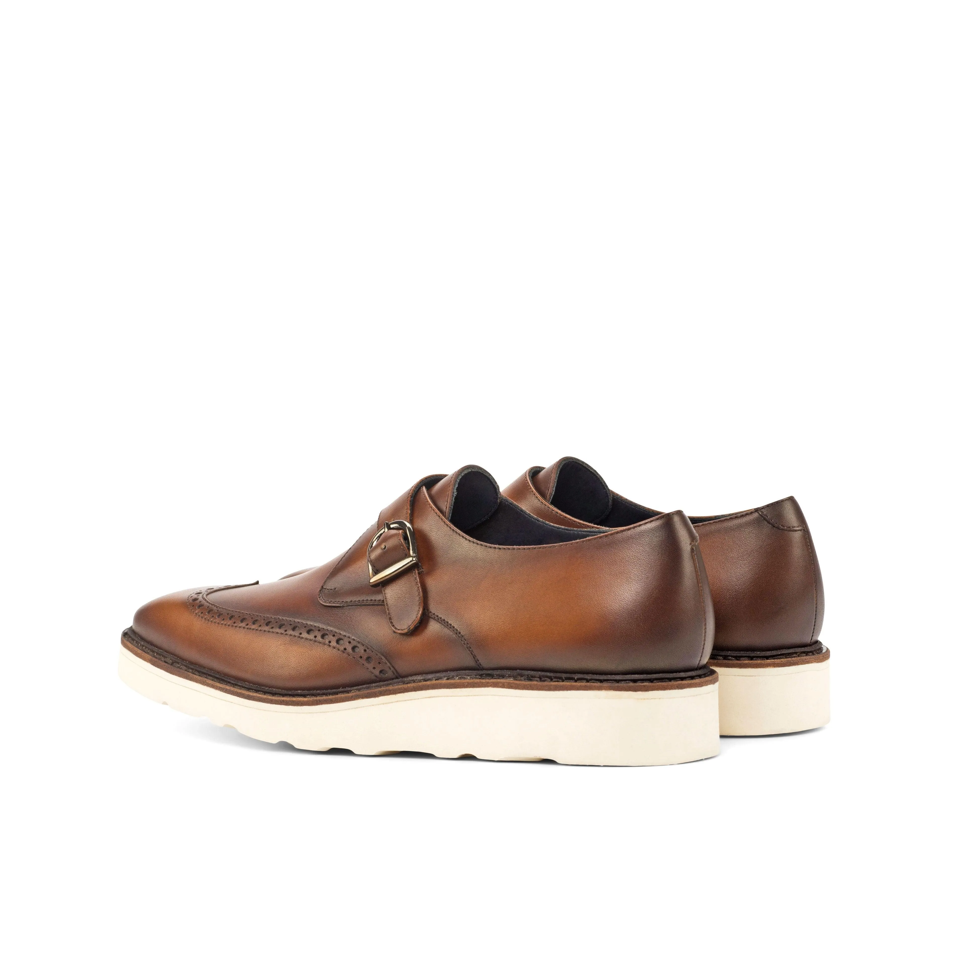 Casual Burnished Brown Single Monk Shoes Smooth Leather