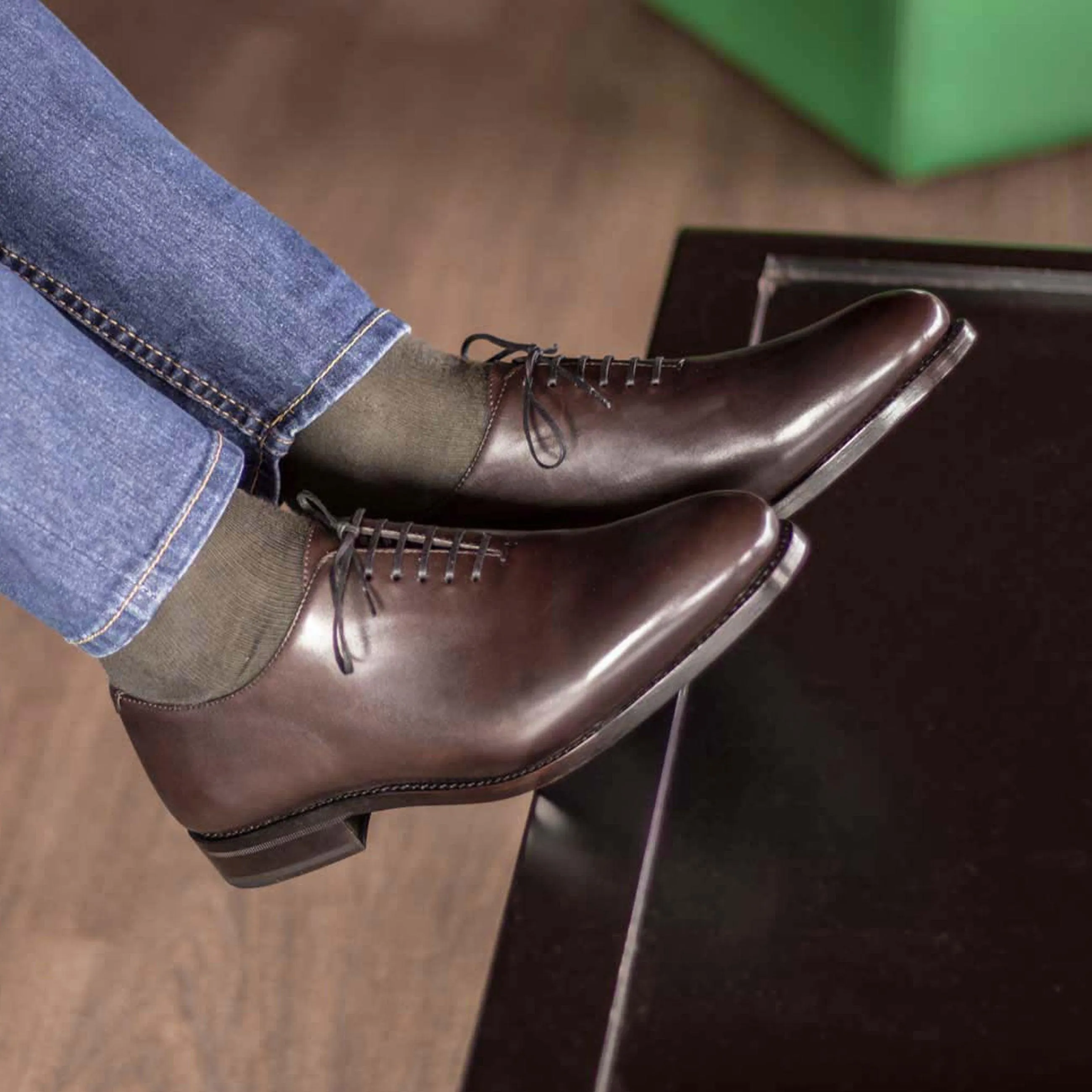 Whole Cut dark brown box calf Platform Sole Modern Luxury