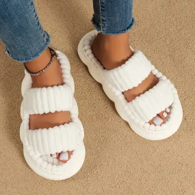 Luxe cushioning Chic Design Cloud Double Strap Corduroy Indoor Slides