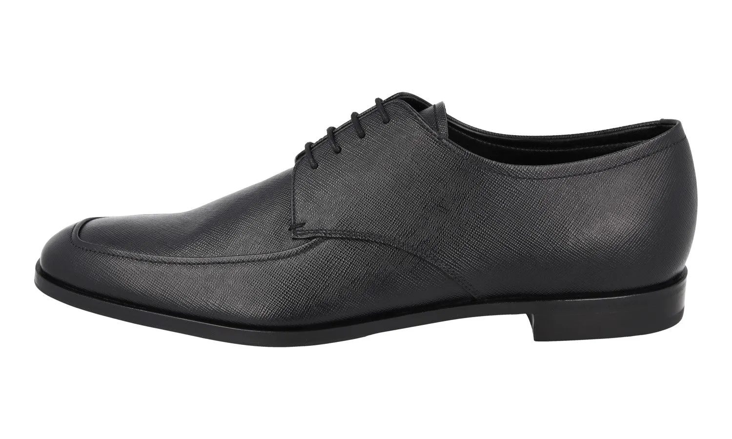 Prada Men's Black Saffiano Leather Derby Lace-up Shoes 2EB192 Prime Pace Quick Office