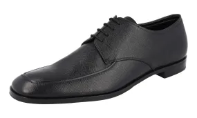 Prada Men's Black Saffiano Leather Derby Lace-up Shoes 2EB192 Slim Shape