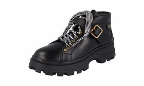 Miu Miu Women's Black Leather Half-Boot 5T692C Smart Casual City Essential
