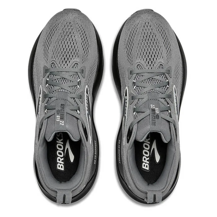 Mens Brooks Running Glycerin GTS 22 in Primer Gray/Ebony/Bluewash Flexible Choice HeelCushioning