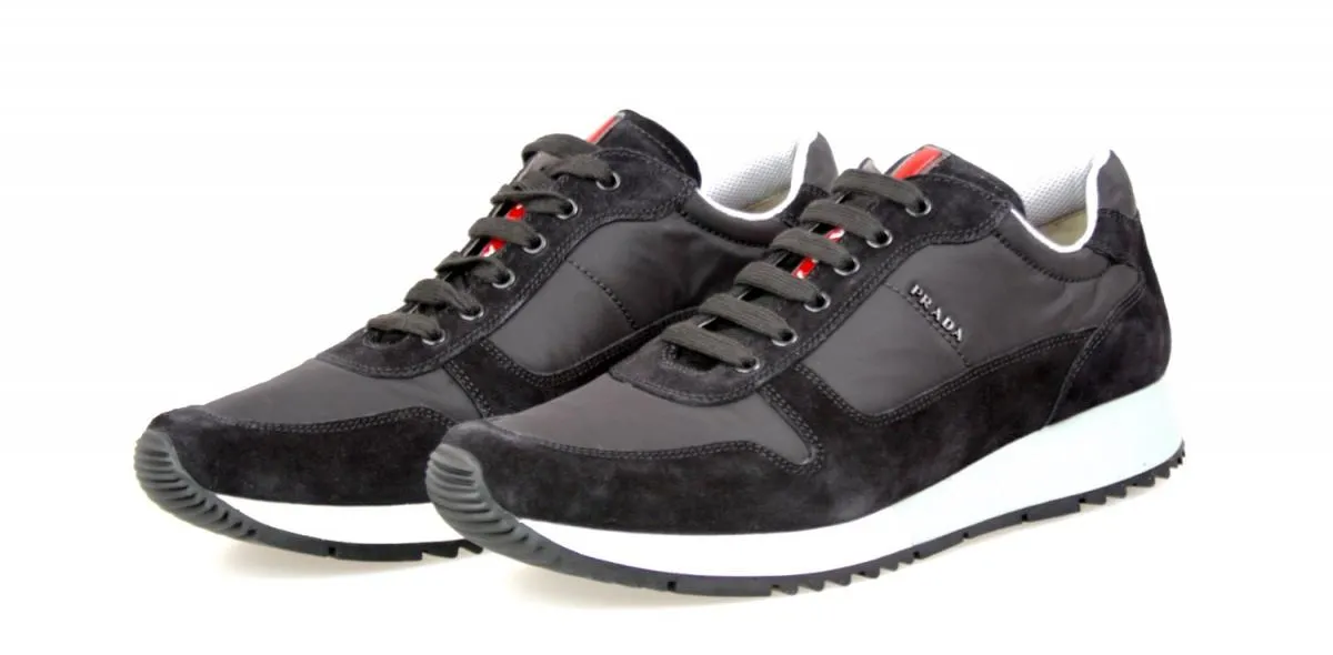 Prada Women's Black Leather Sneaker 3E5939 All Walks Work Comfort