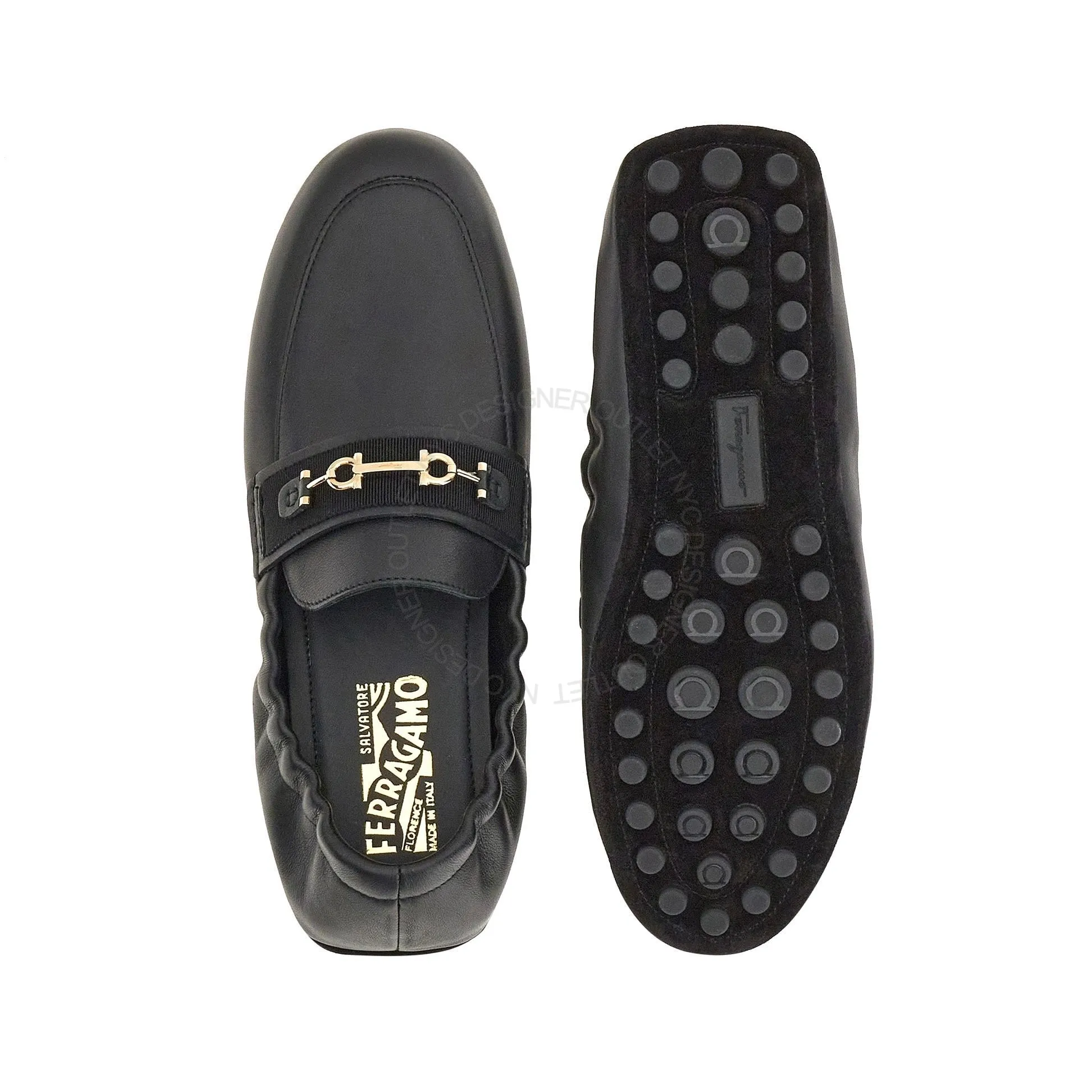 Ferragamo Asture Drivers Lace Accent Casual Slip-ons