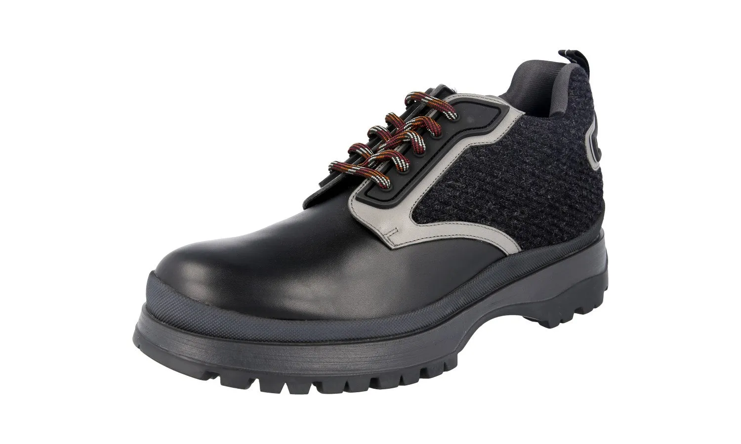 Prada Men's Black Leather Brixxen Lace-up Shoes 4T3142 Energy return Walking Routine