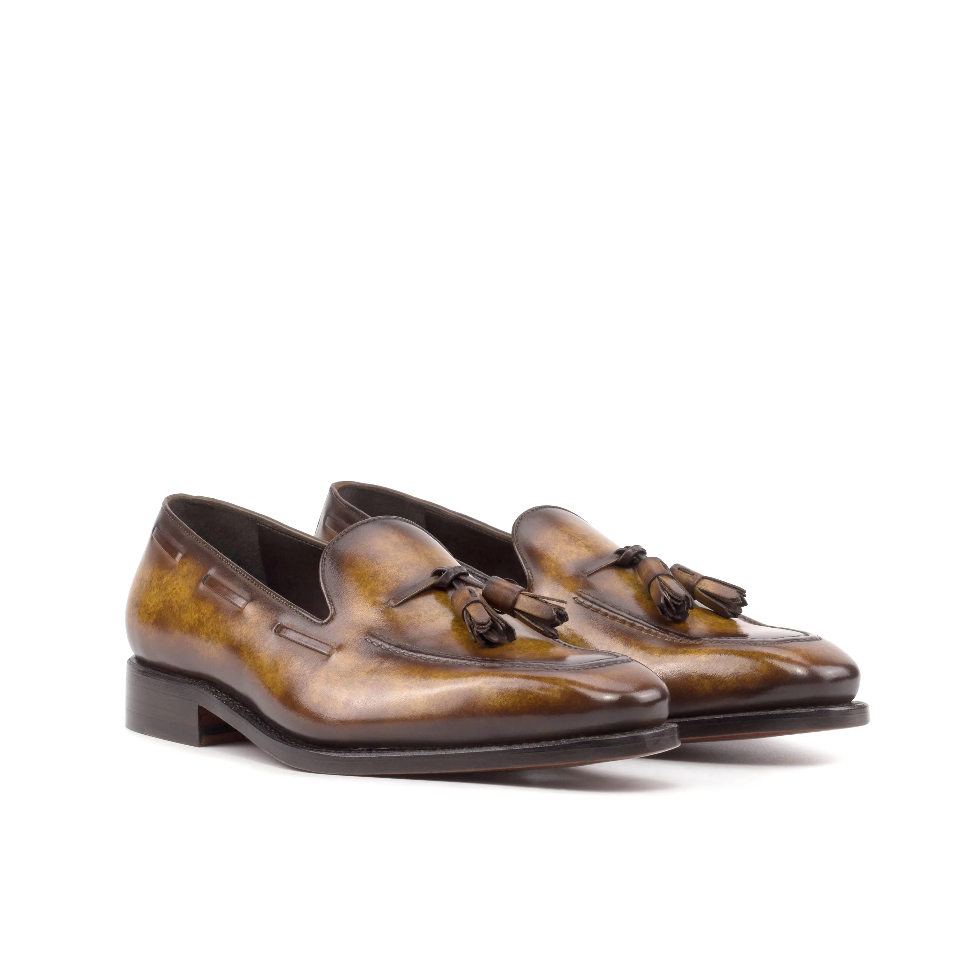 Foot-Friendly Flats Cognac Patina Tassel Loafers Chill Ready