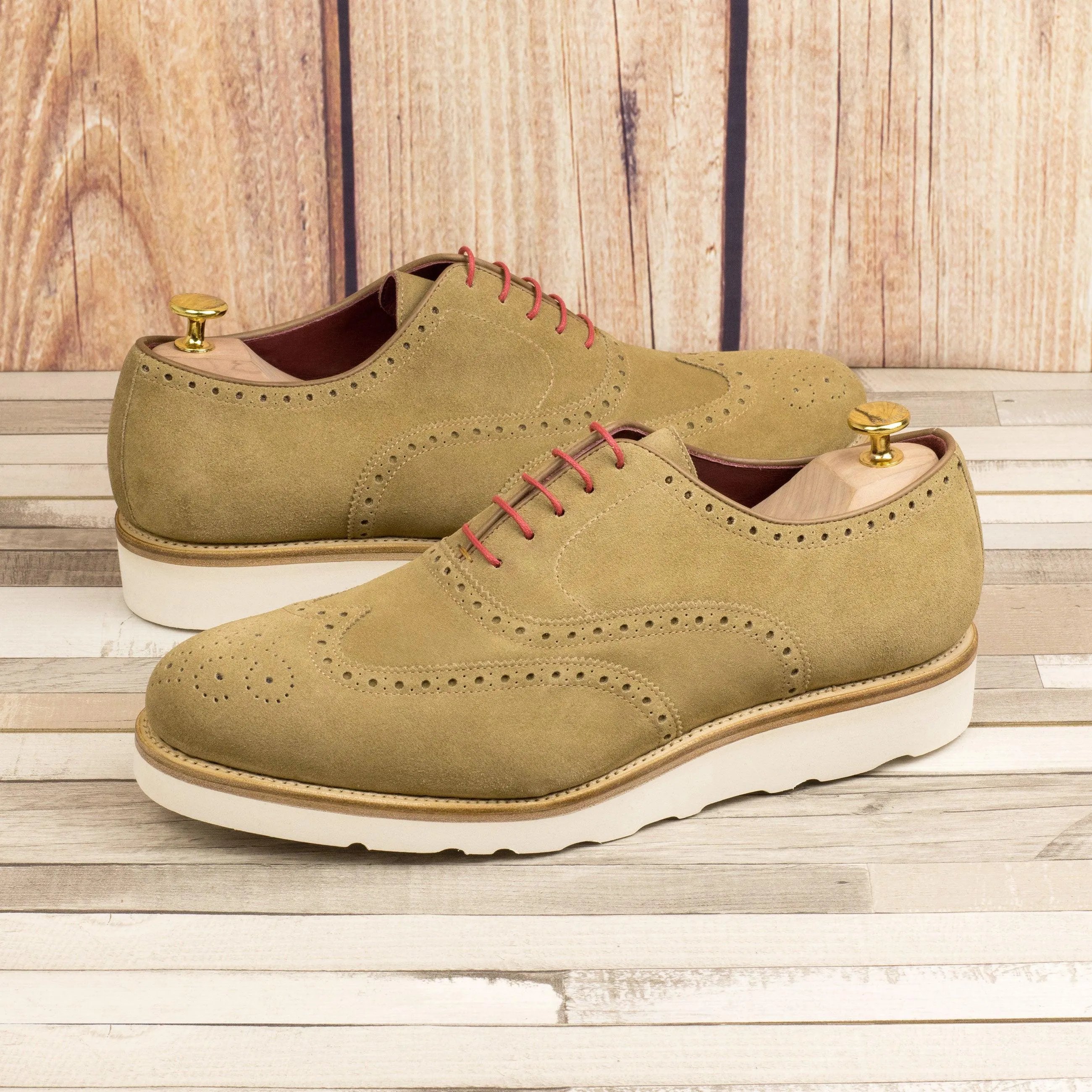 Casual Beige Suede Brogues True Fit