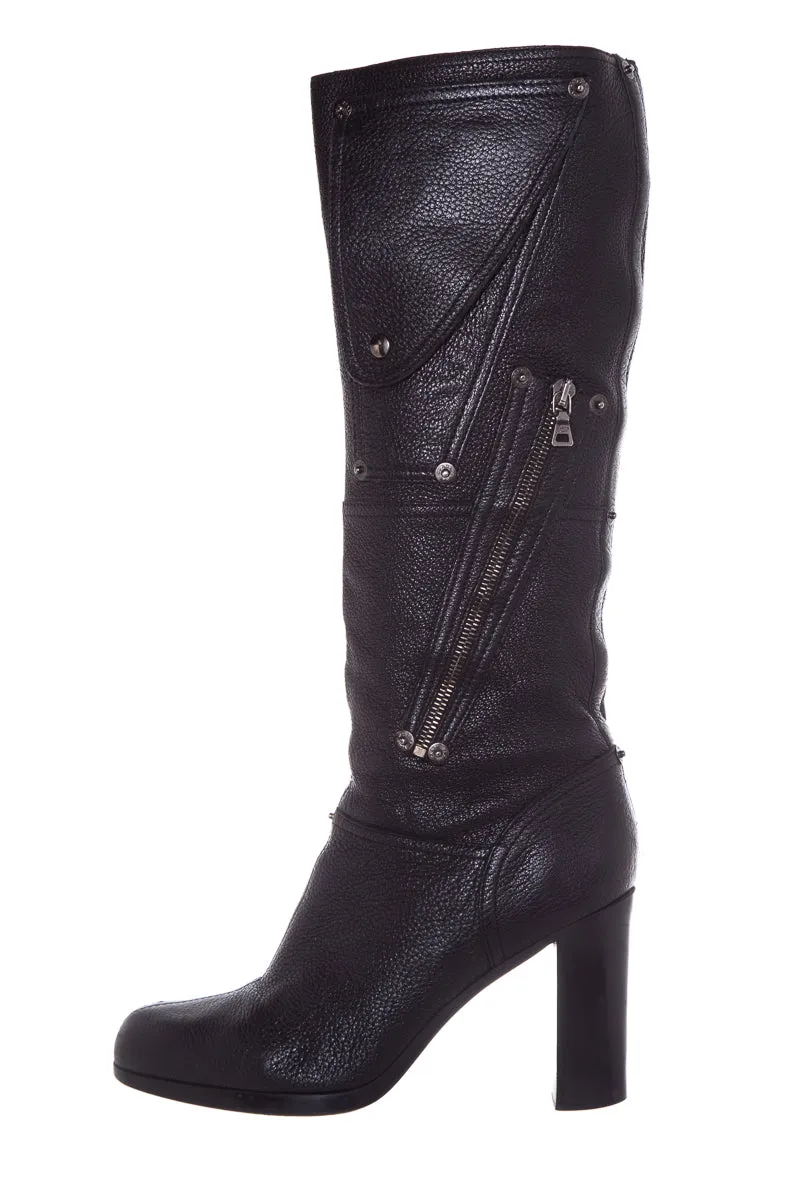 Kids Fun Prada Black Leather Boots SZ 40