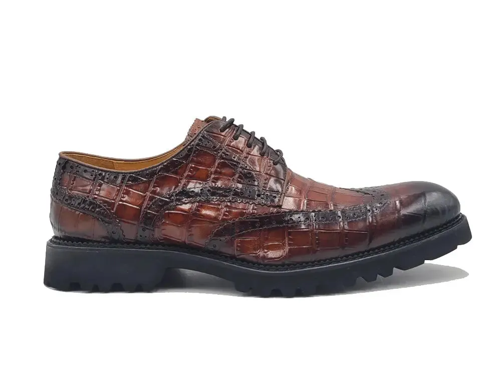 Sleek Design Minimalist Dresser Blucher Style Alligator Embossed Oxford