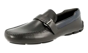 Prada Men's Black Leather Driver Shoes Loafers 2DD120 Heel Soft Soft Soles