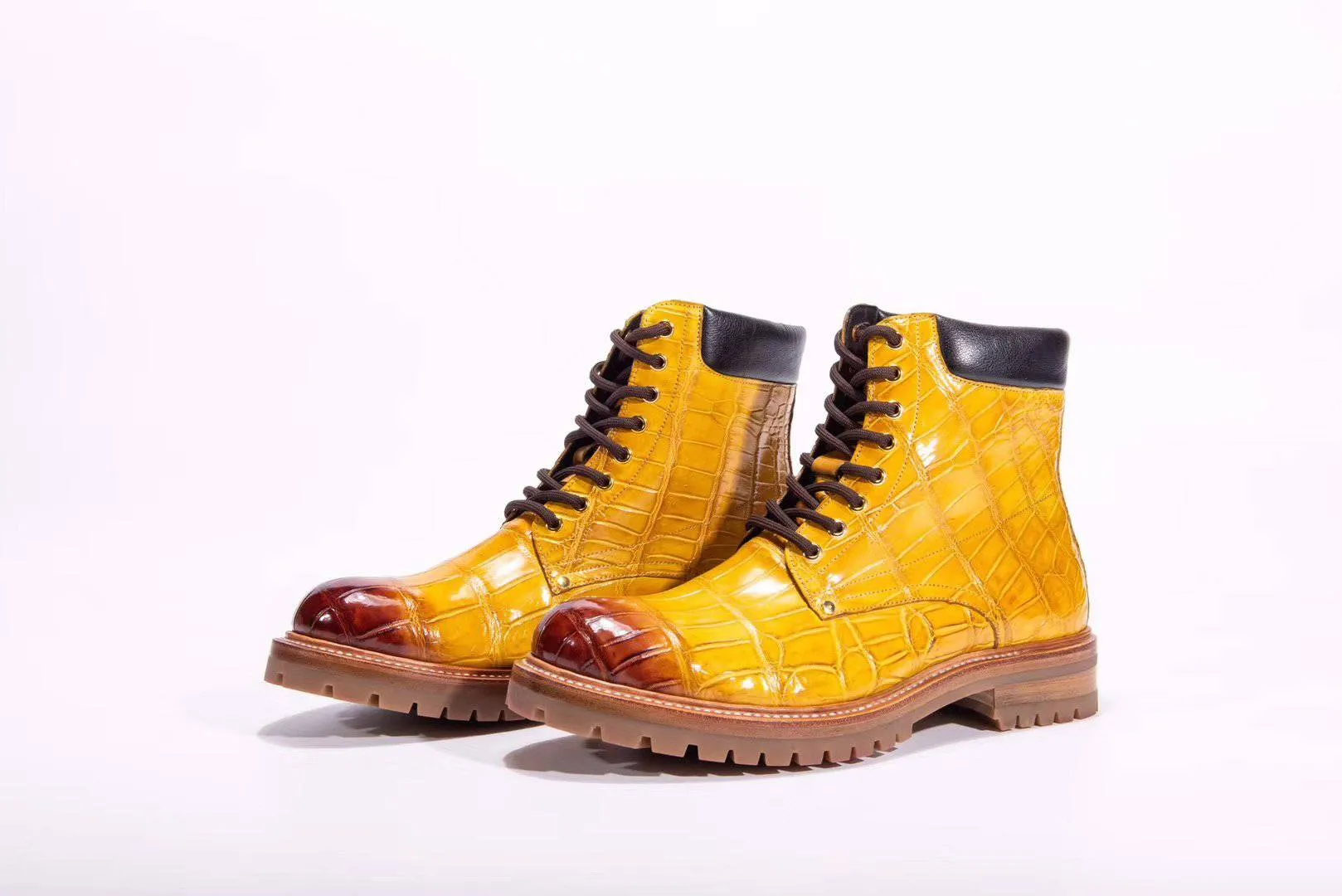 Crocodile Shoes Mens Boots Genuine Crocodile Skin Leather High-top Lace Up  Anti-Slip Boot All-Purpose Comfort