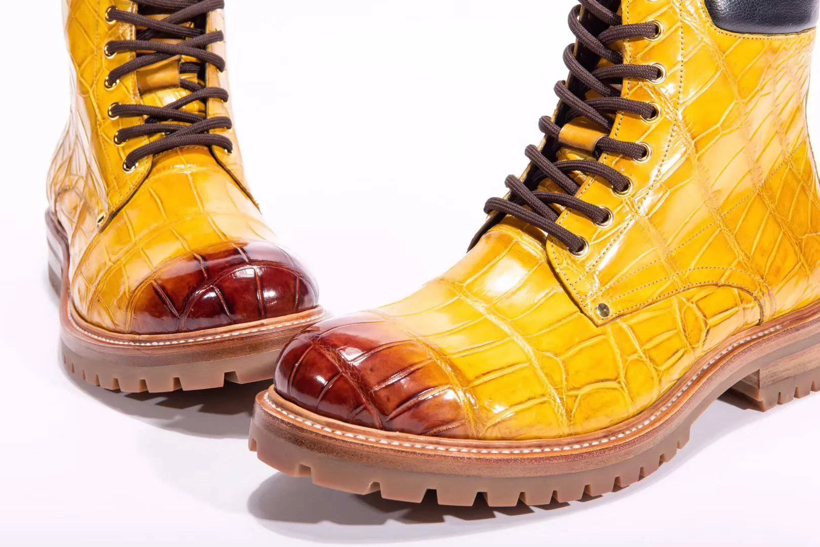 Crocodile Shoes Mens Boots Genuine Crocodile Skin Leather High-top Lace Up  Anti-Slip Boot Shop Fair Sleek Footwear