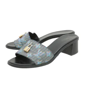 Night Glow Louis Vuitton Blue Pop Monogram Lock It Mules 39.5