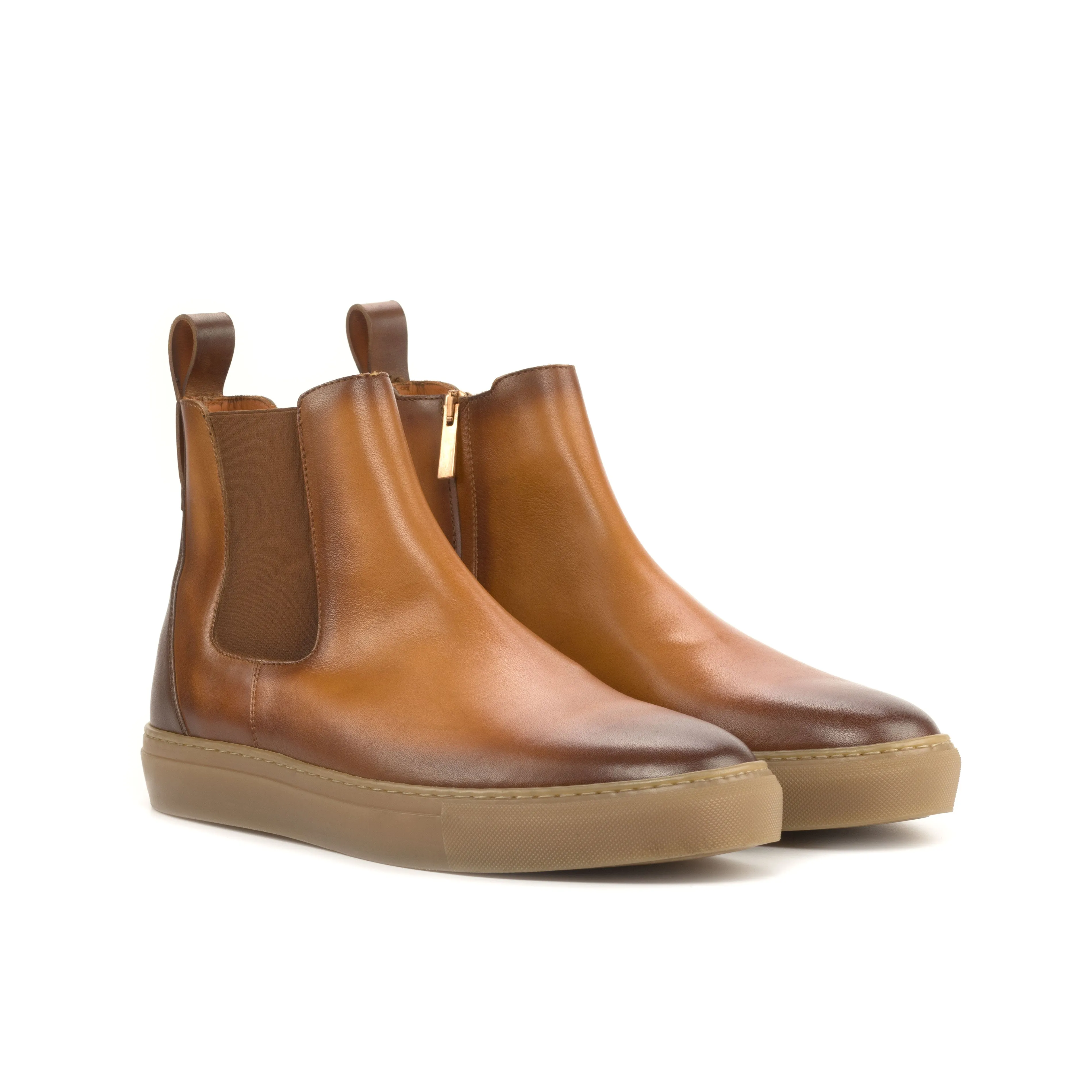 Cognac & Medium Brown Calf Chelsea Sneaker Boots Office Essentials Everyday Essentials