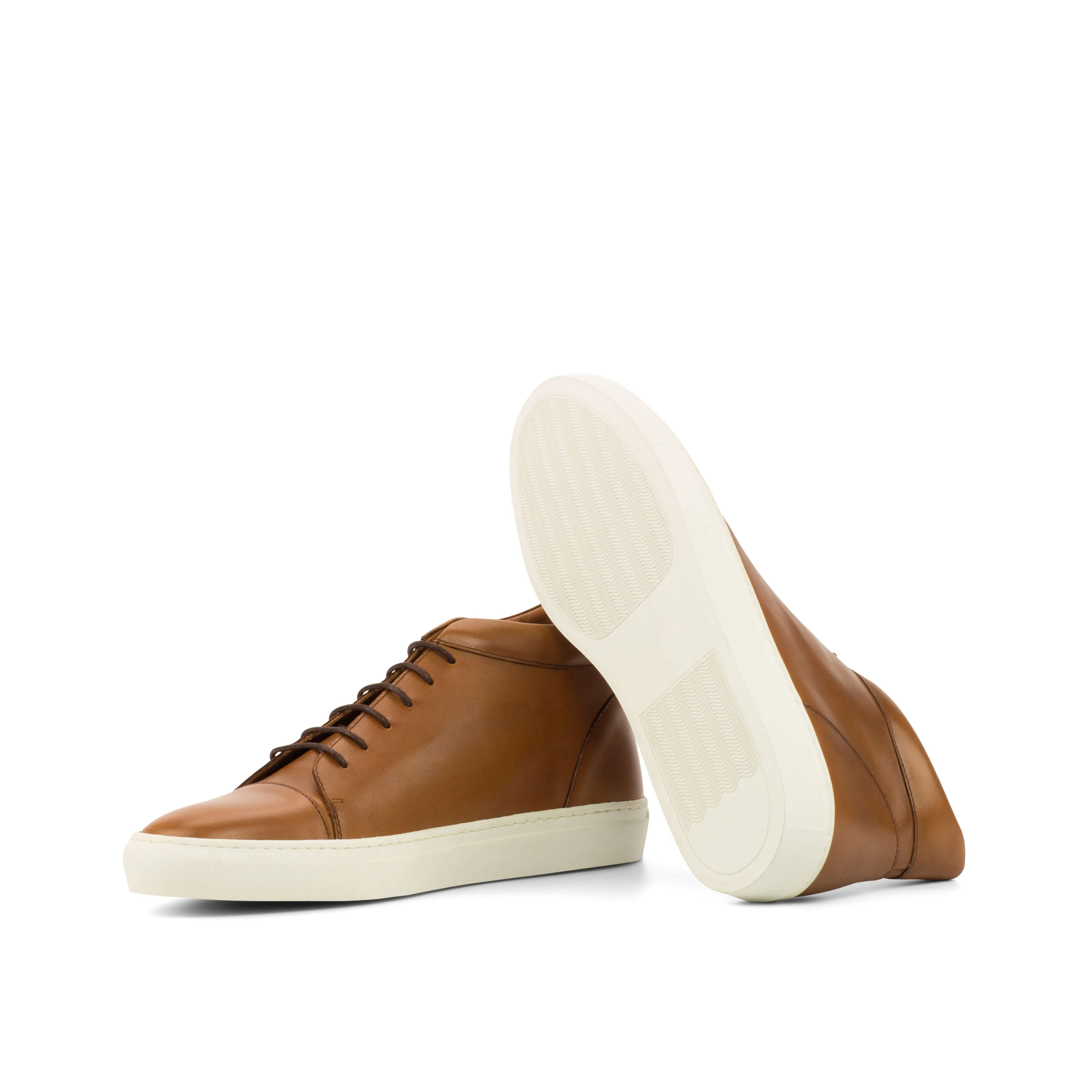spring running spring shoes Cognac Calf Leather High-Top Sneakers
