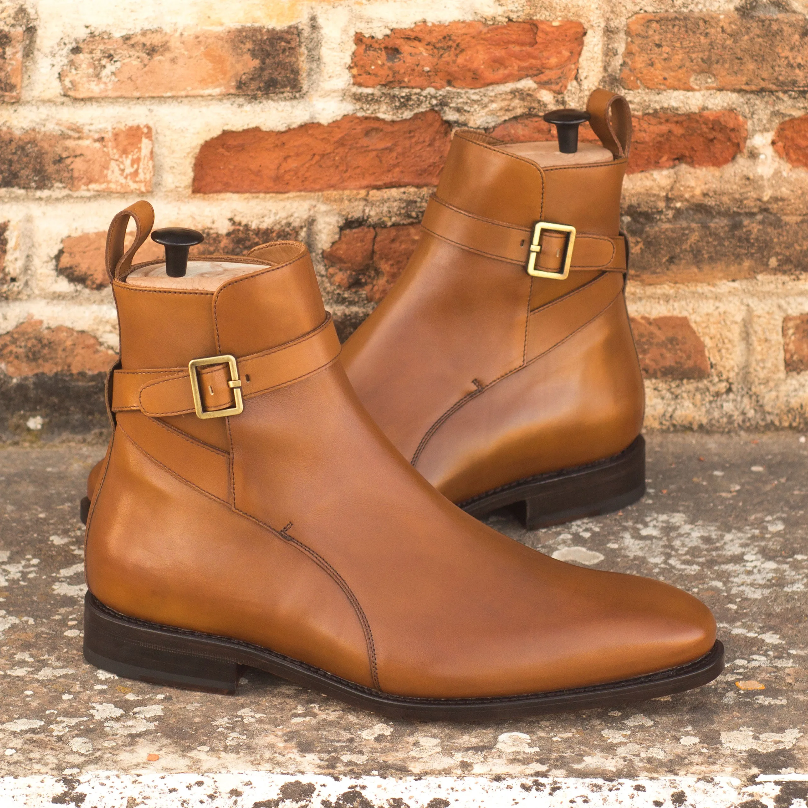 Cognac Calf Leather Jodhpur Boots Designer Runway