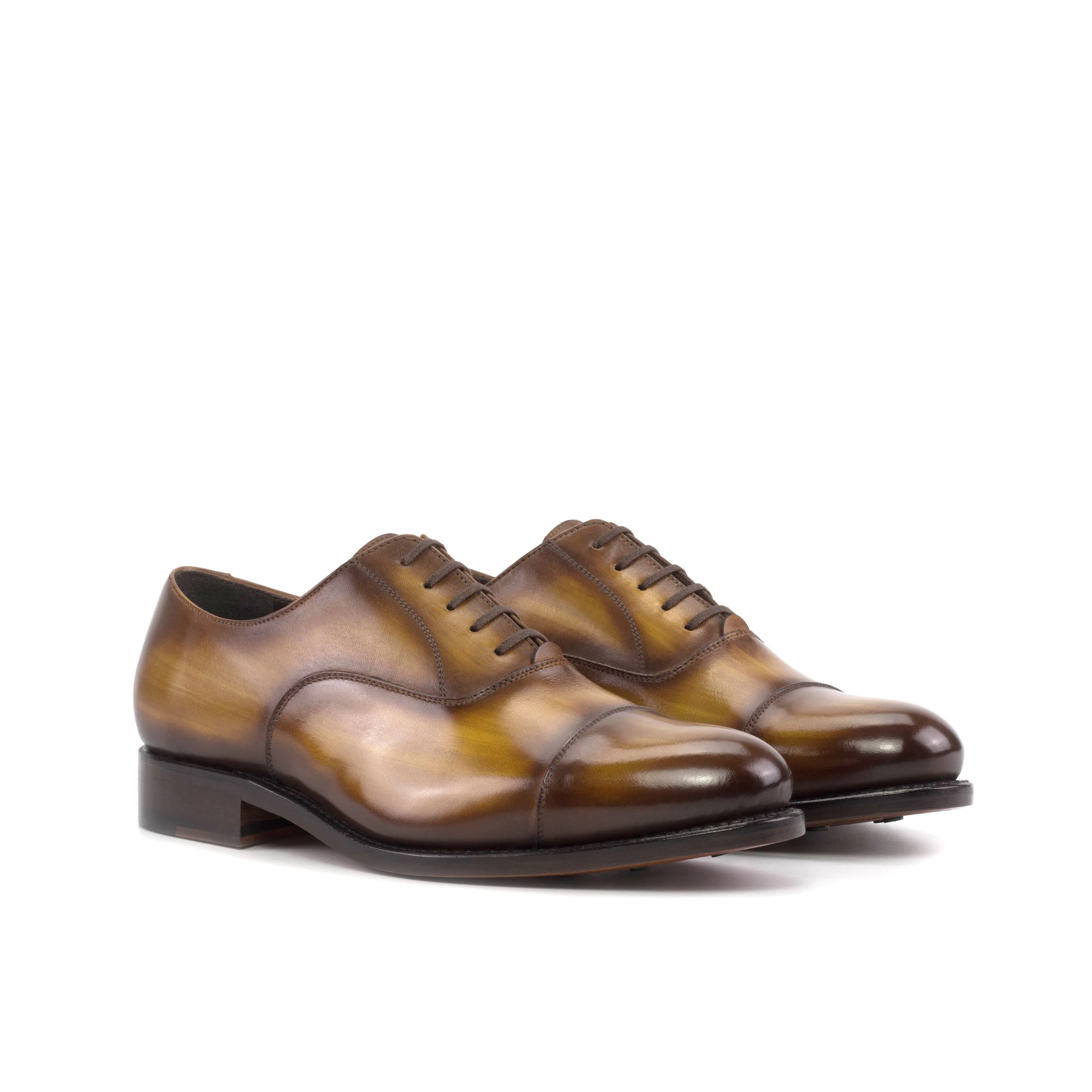 Interior Focus Cognac Patina Oxford Cap Toe Shoes
