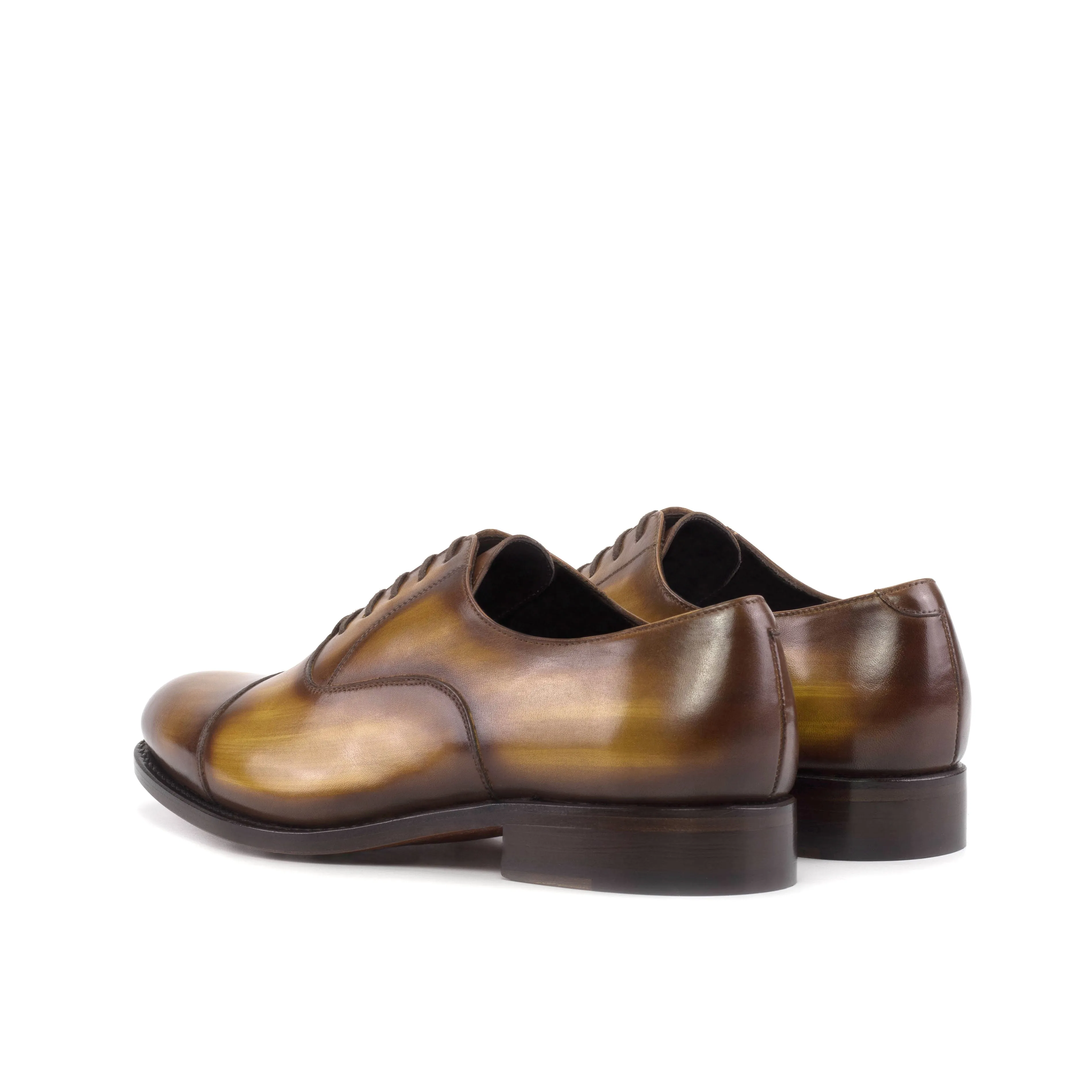 Cognac Patina Oxford Cap Toe Shoes Quiet Luxe