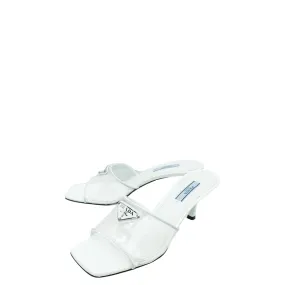 Wave Flow Slip On Prada White Logo Clear PVC Slide Mules 37