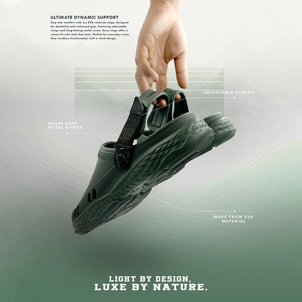 A-HA Casual Dark Green Clogs For Men BEACHRIDE By Liberty Mesh Upper