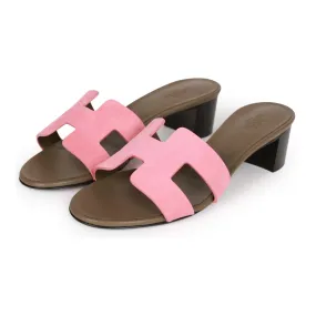 Top quality Hermes Oasis Sandals Rose Suede 36.5 Couple Pair