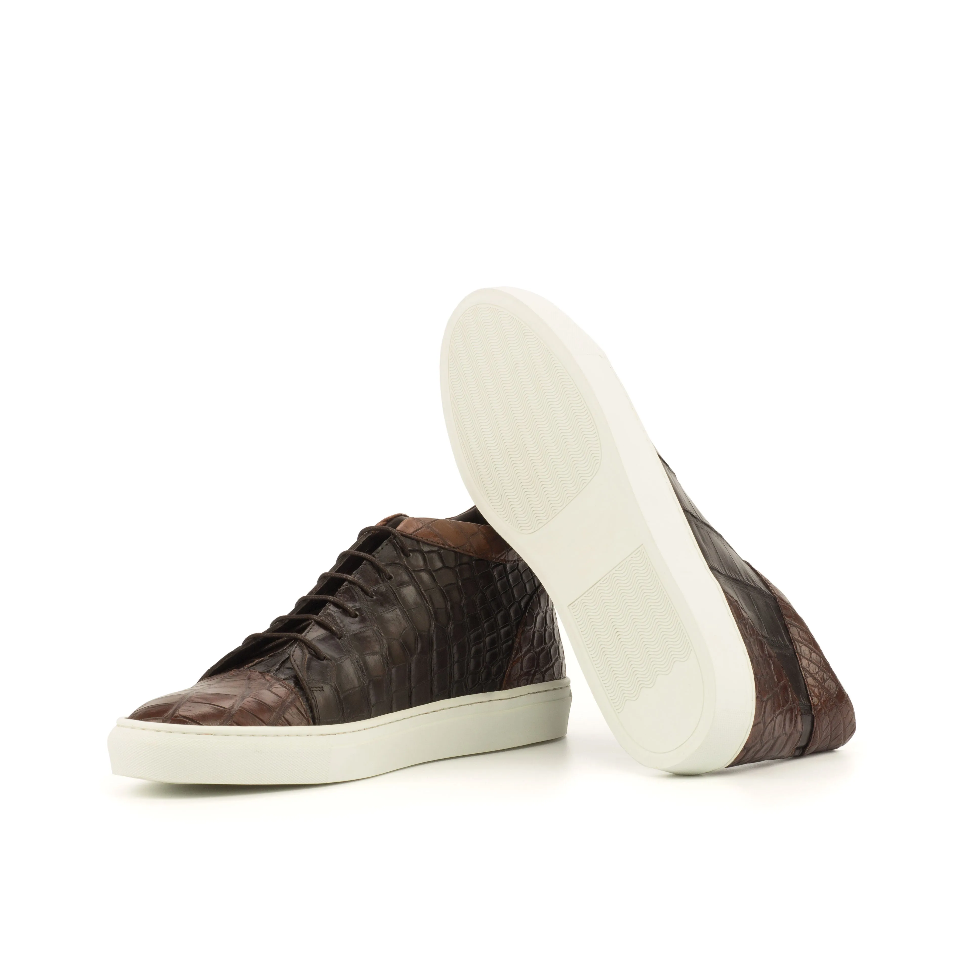 Brown Alligator High-Top Sneakers Simple Layer