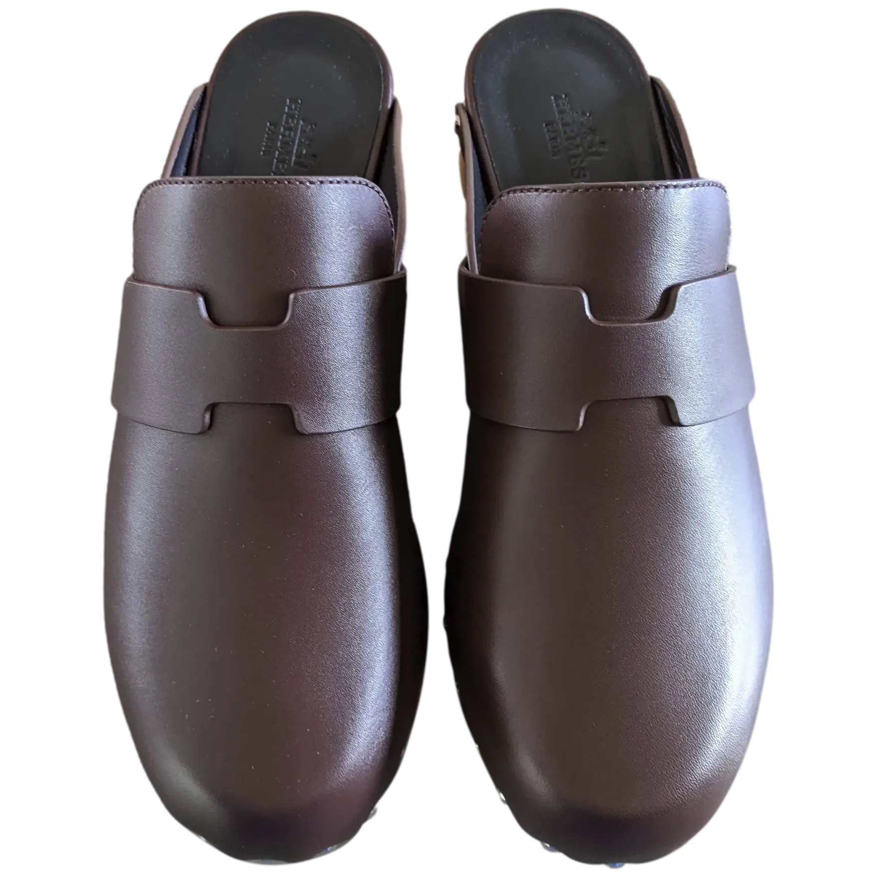 Hermes [SH13] Cafe "Mules Femme Calya"  Women Calfskin Mules Sz 37, BNIB! Carry Easy