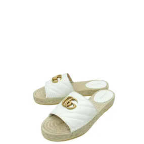 Gucci White GG Marmont Espadrille Slide Sandals 35.5 Tidy Form Running Comfort